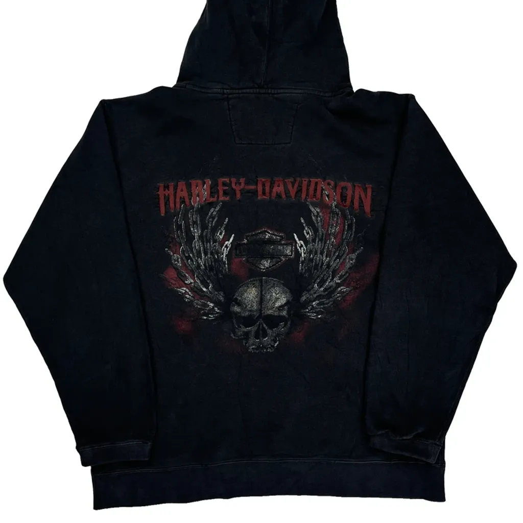 Harley Davidson Graphic Hoodie - Large Black Cotton - Image 6