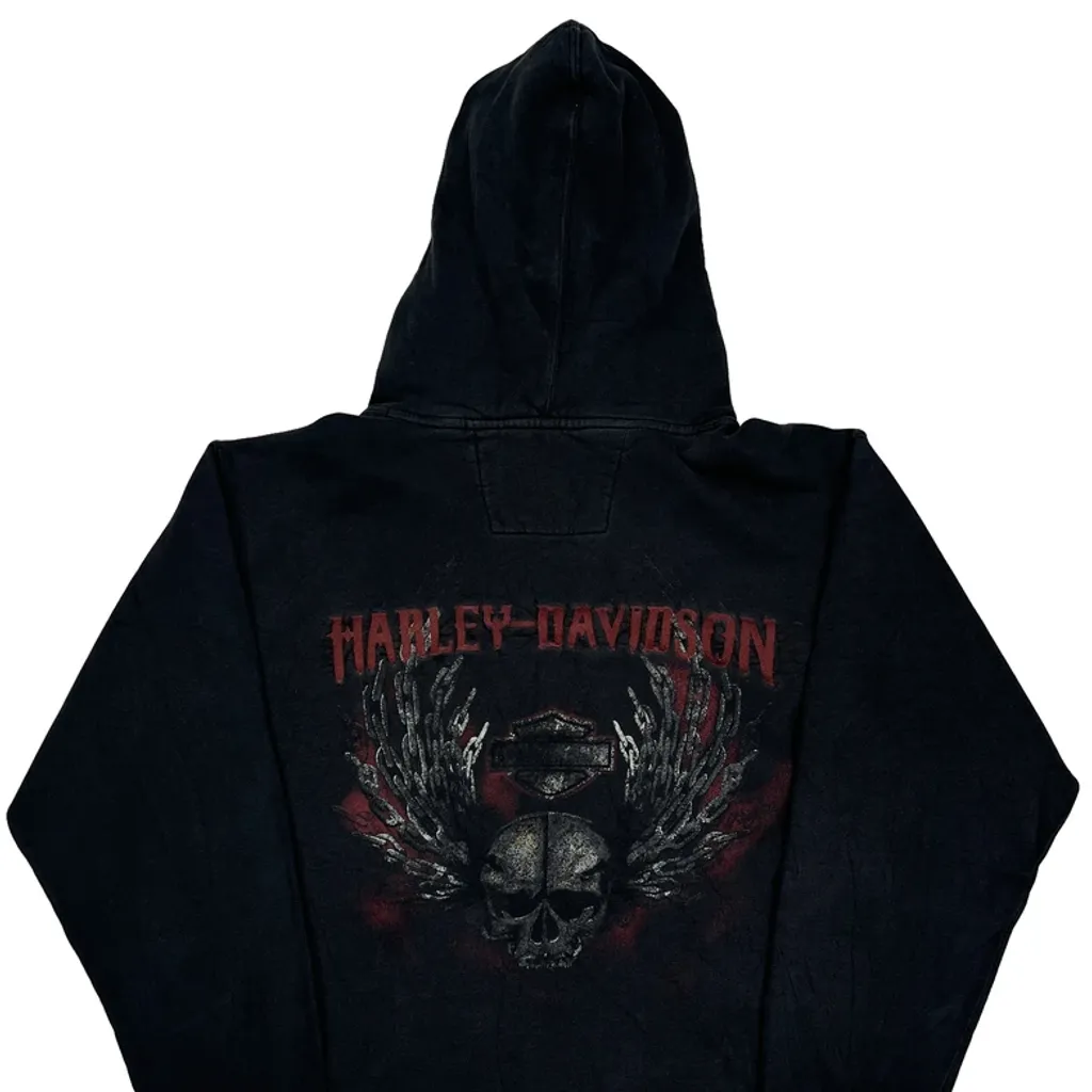 Harley Davidson Graphic Hoodie - Large Black Cotton - Image 7