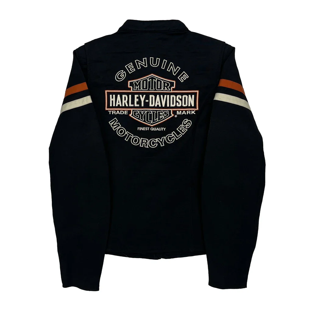 Harley Davidson Spellout Jacket - Small Black Cotton - Image 2