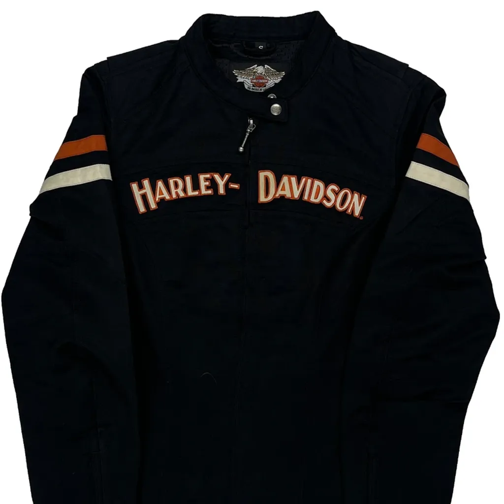 Harley Davidson Spellout Jacket - Small Black Cotton - Image 5
