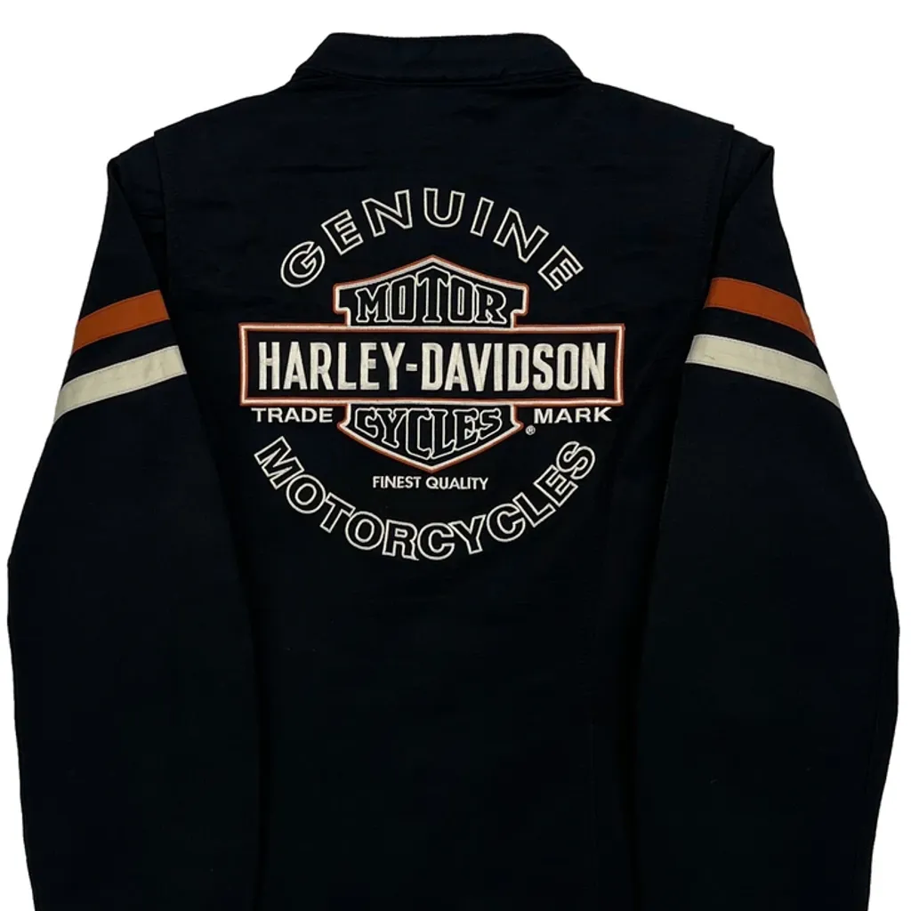 Harley Davidson Spellout Jacket - Small Black Cotton - Image 7
