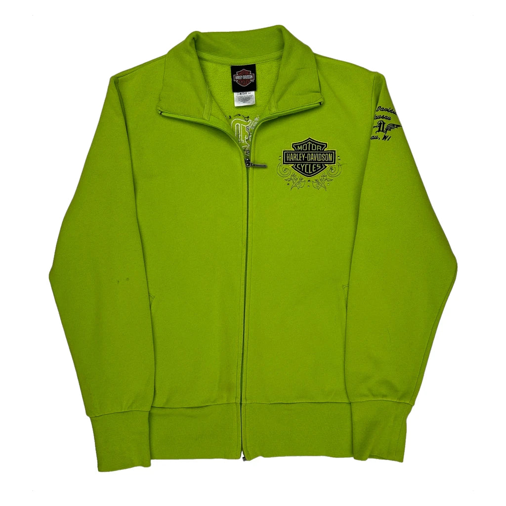 Harley Davidson Graphic Jacket - Large Green Cotton Blend