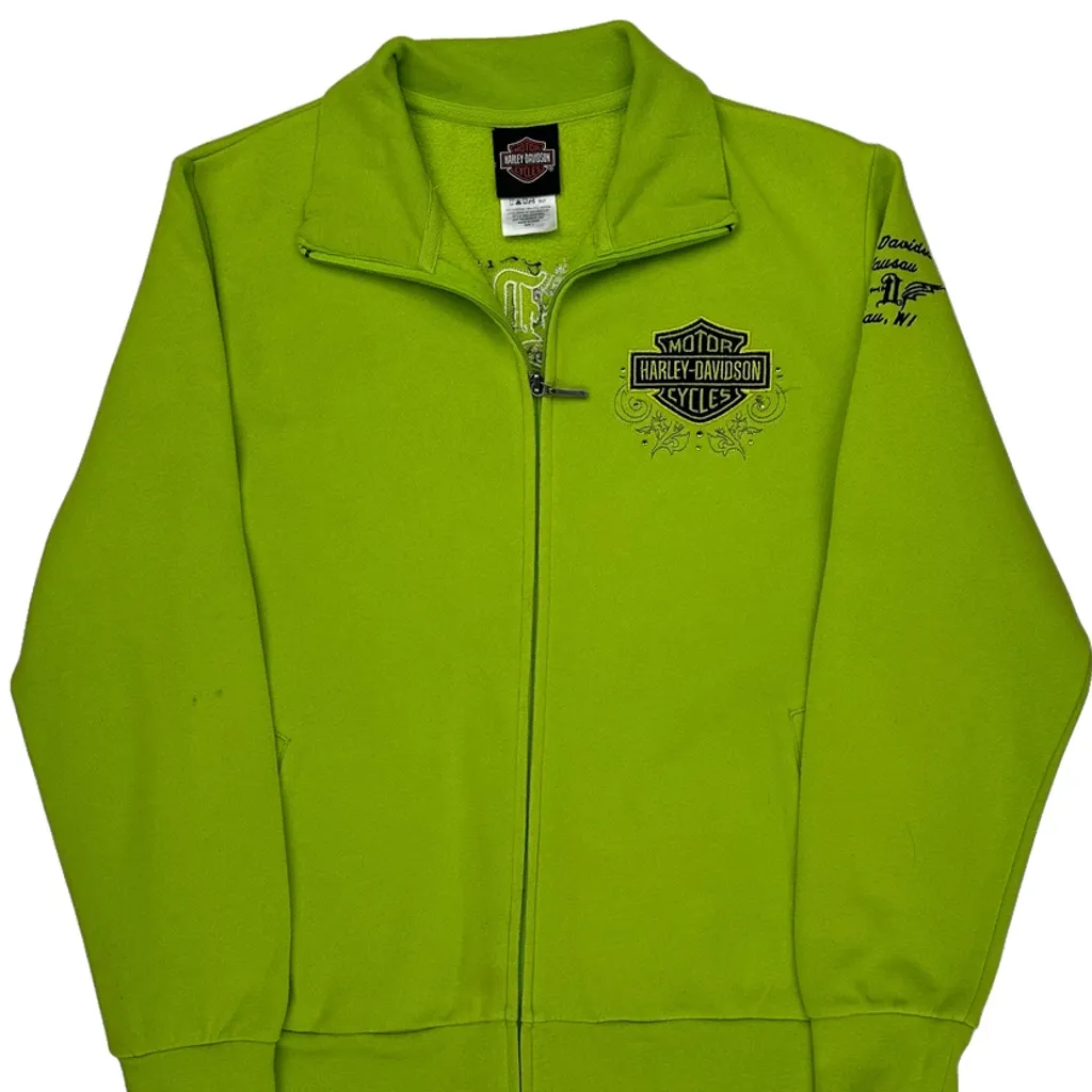 Harley Davidson Graphic Jacket - Large Green Cotton Blend - Image 4