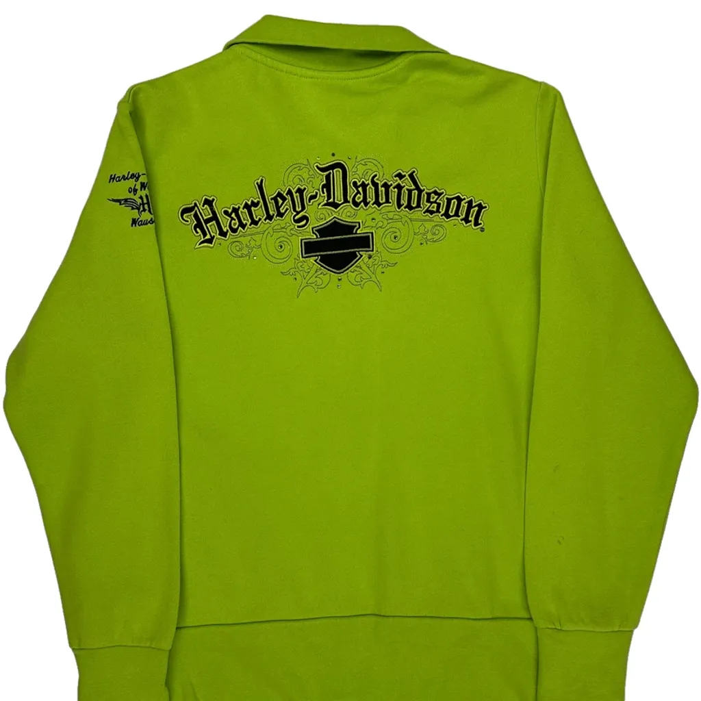 Harley Davidson Graphic Jacket - Large Green Cotton Blend - Image 7