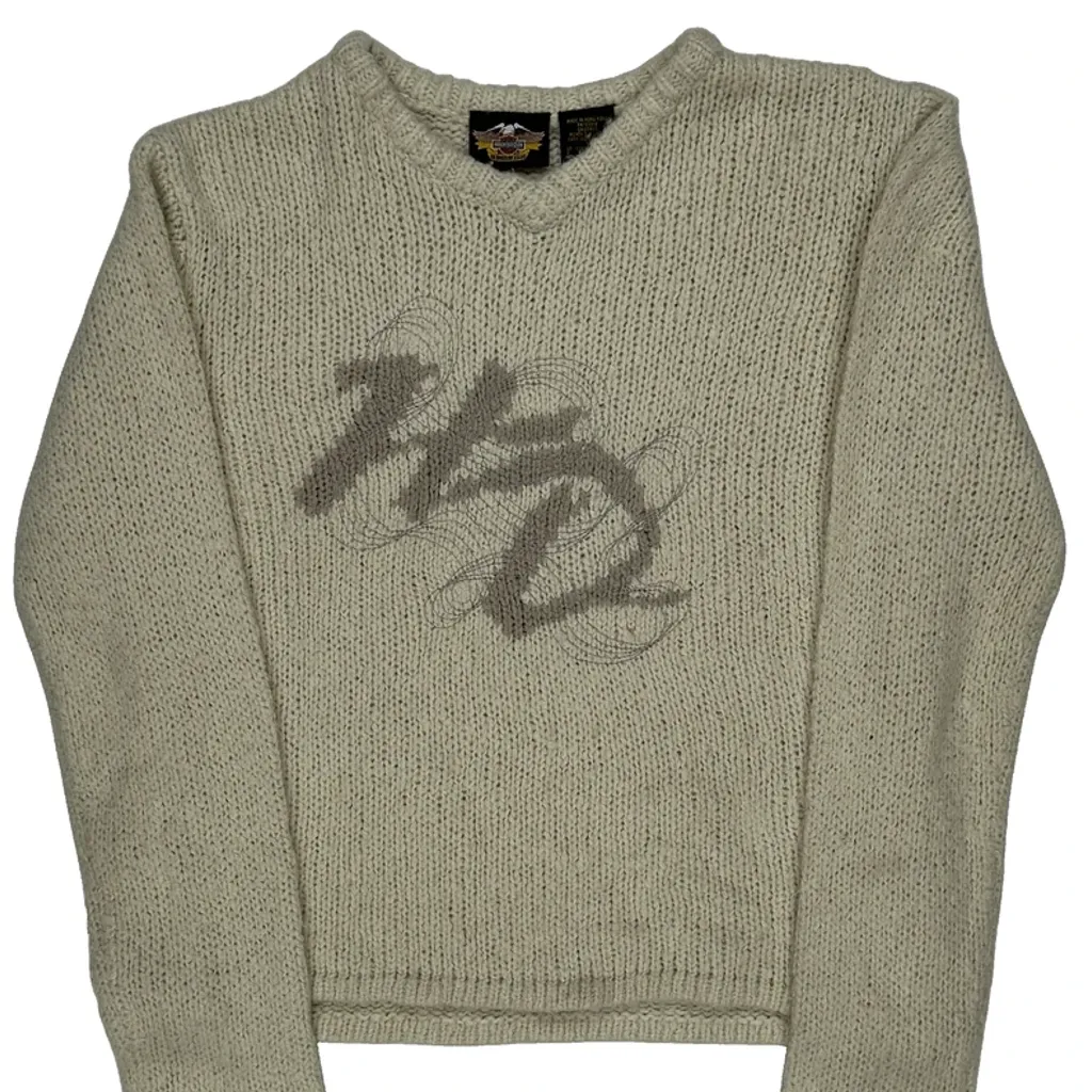 Harley Davidson Graphic Jumper - XL Beige Acrylic Blend - Image 5