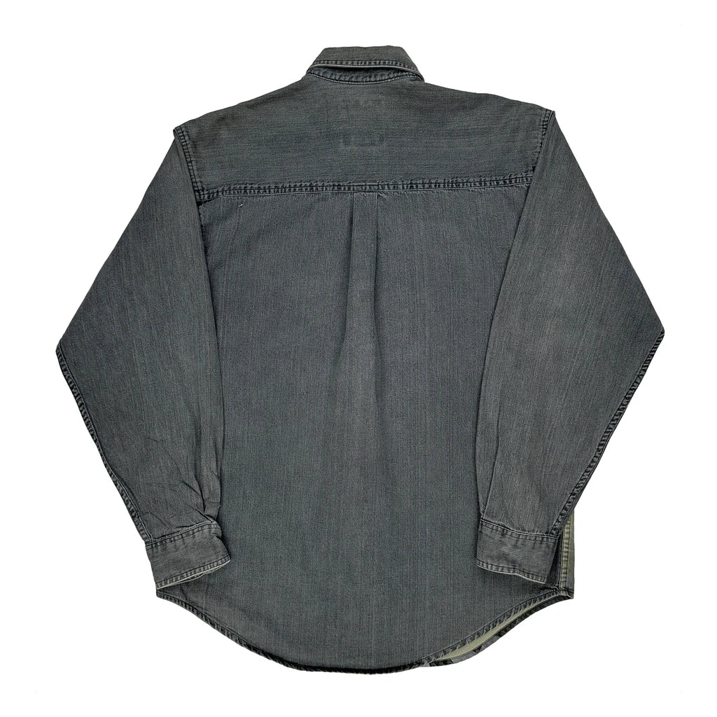Harley Davidson Logo Harley Davidson Graphic Denim Shirt - Medium Grey Cotton - Image 2