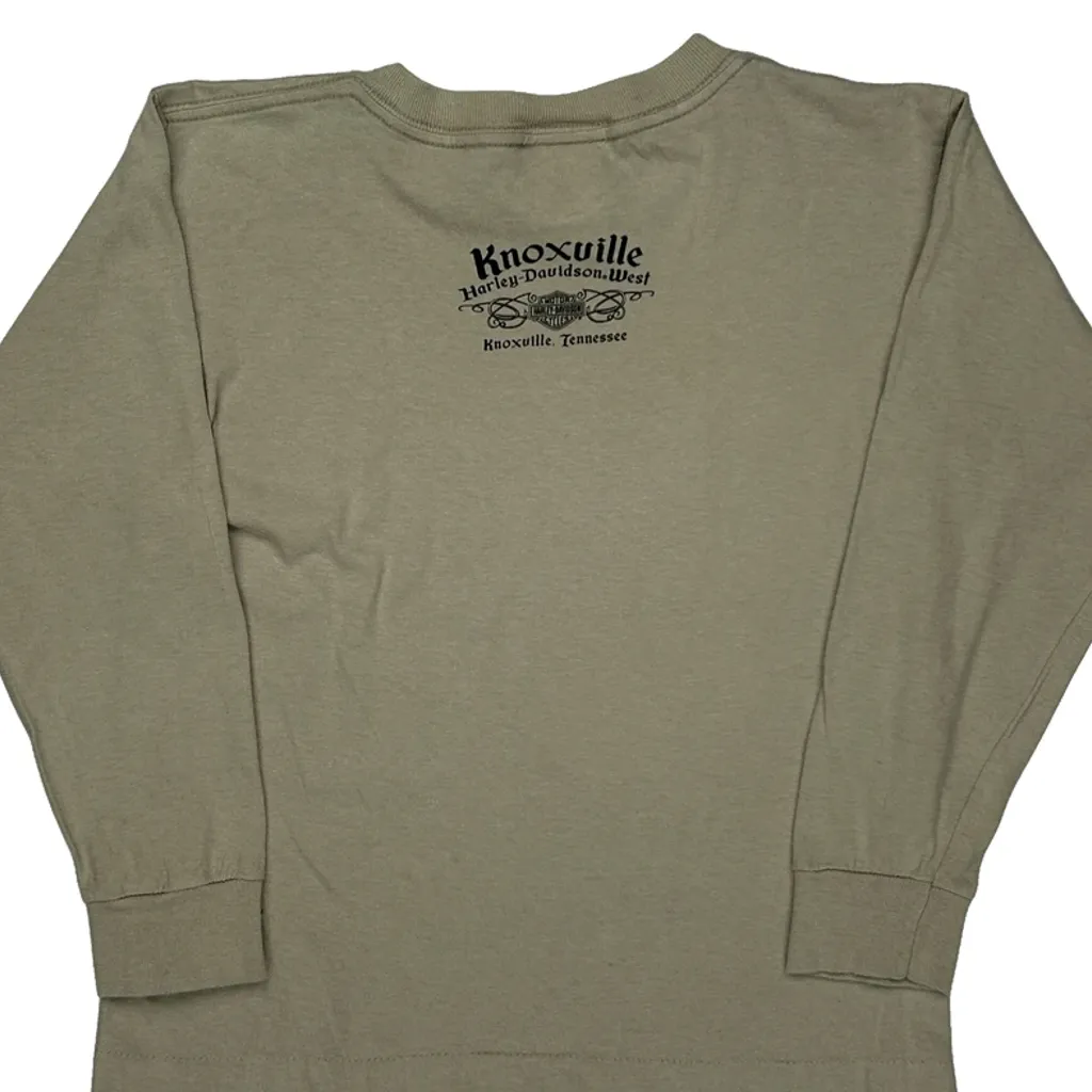 Age 10 Harley Davidson Graphic Long Sleeve T-Shirt - Small Beige Cotton - Image 6