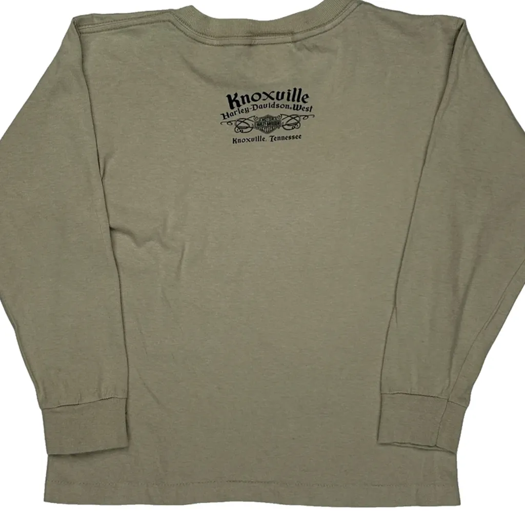 Age 10 Harley Davidson Graphic Long Sleeve T-Shirt - Small Beige Cotton - Image 7