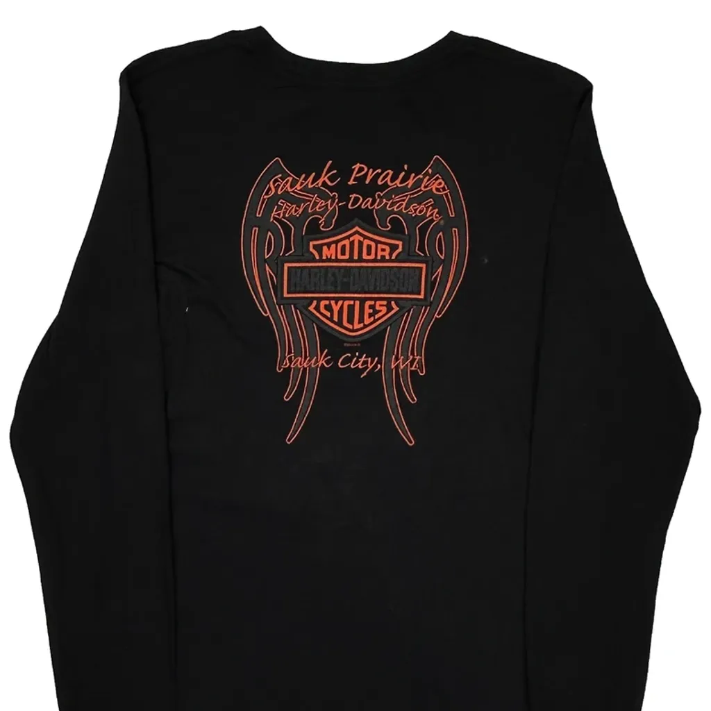 Harley Davidson Graphic Long Sleeve T-Shirt - Large Black Cotton - Image 6