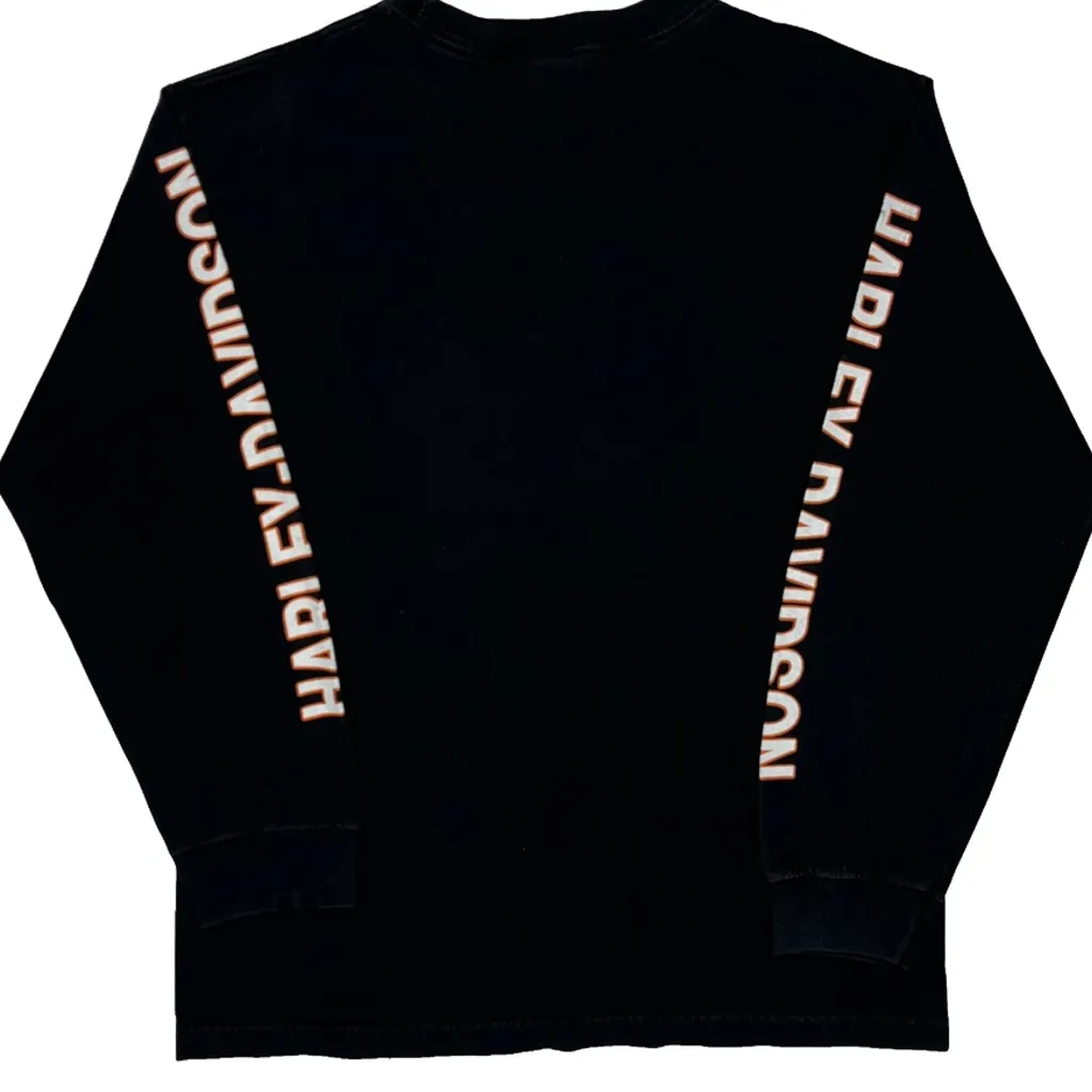 Harley Davidson Spellout Long Sleeve T-Shirt - Medium Black Cotton - Image 7