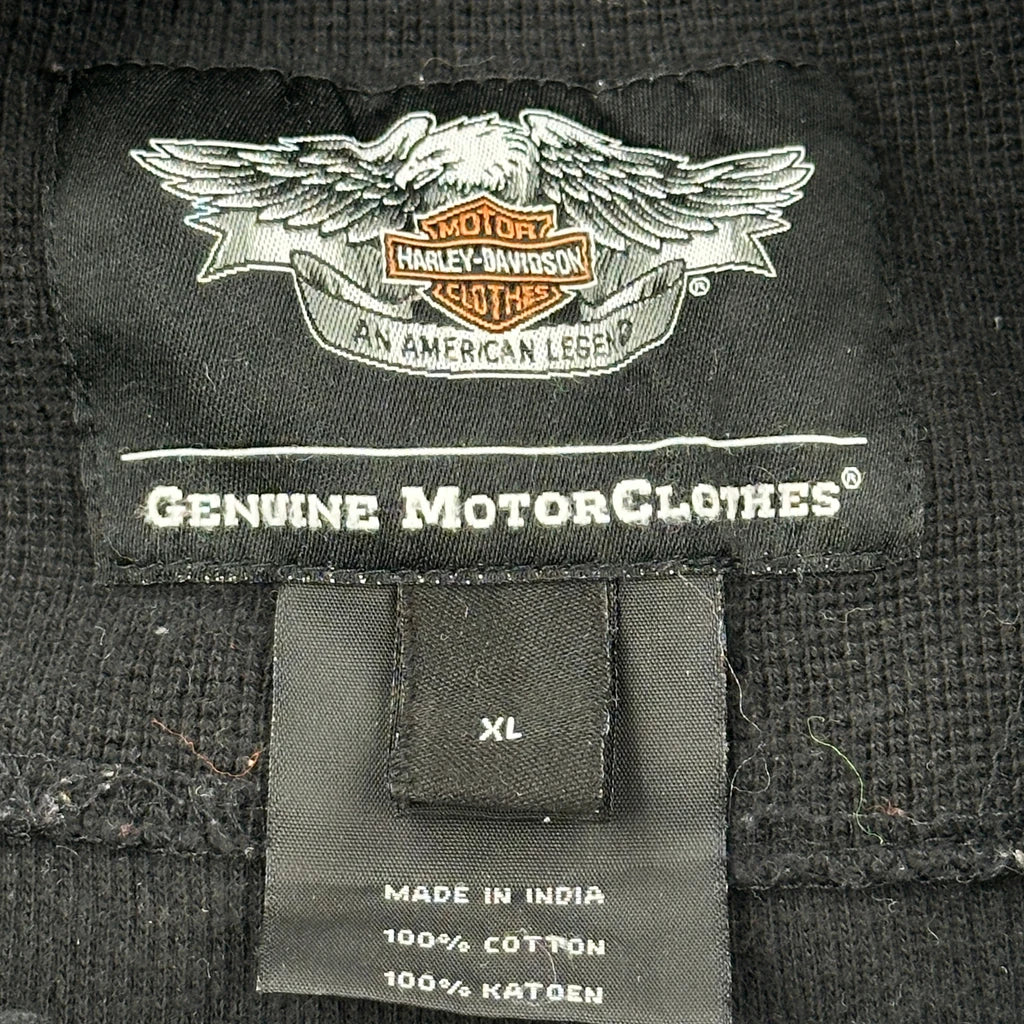 Harley Davidson Henley Long Sleeve T-Shirt - XL Black Cotton - Image 3