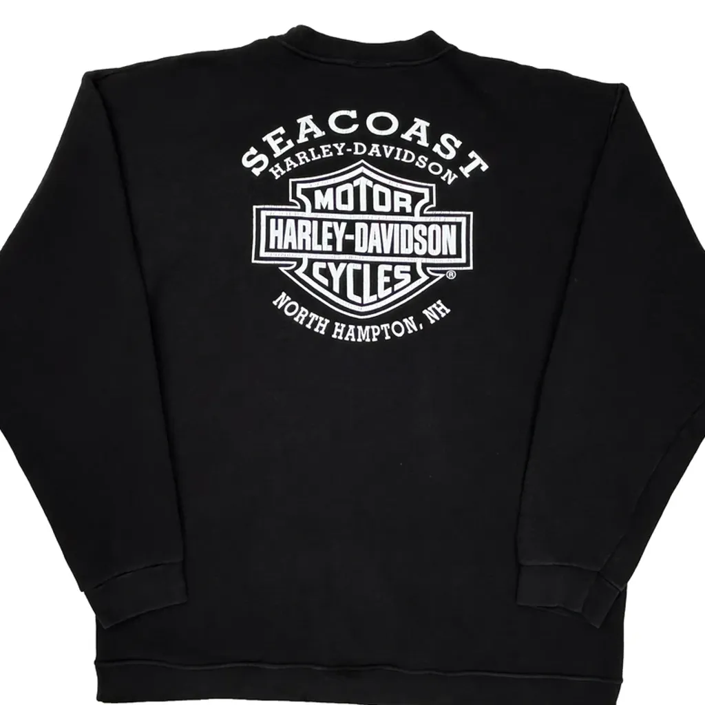 Harley Davidson Graphic Long Sleeve T-Shirt - XL Black Cotton - Image 8