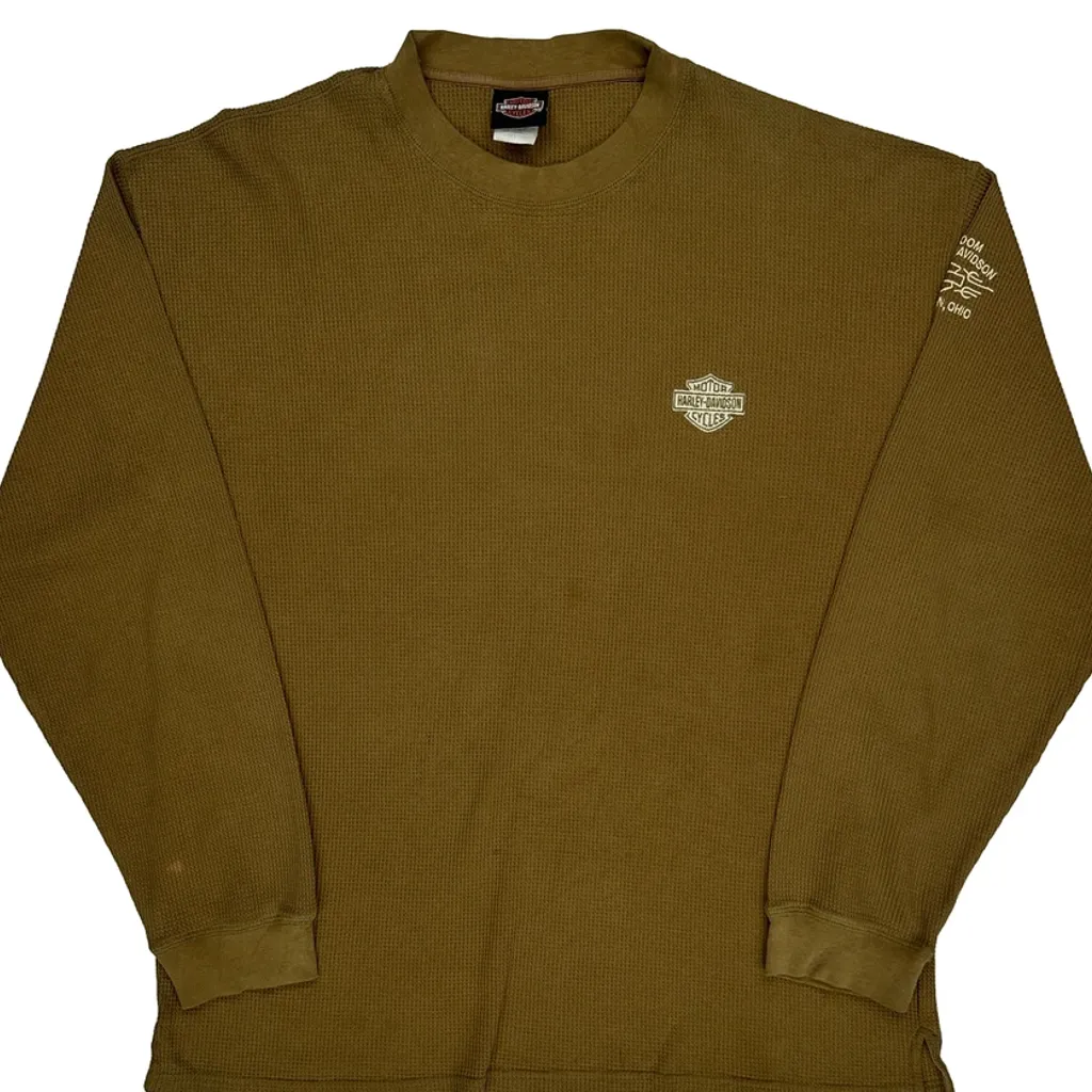Harley Davidson Long Sleeve T-Shirt - XL Brown Cotton - Image 5