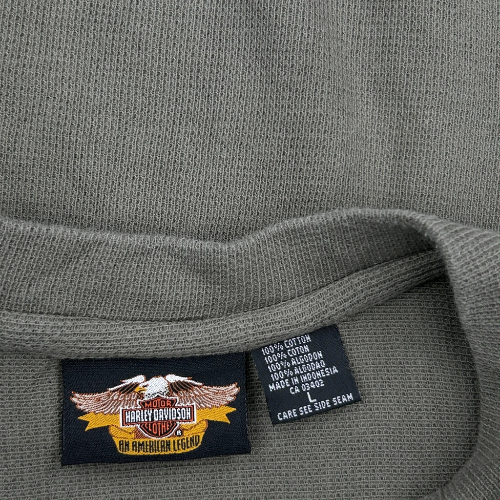 Harley Davidson Long Sleeve T-Shirt - Large Green Cotton - Image 3