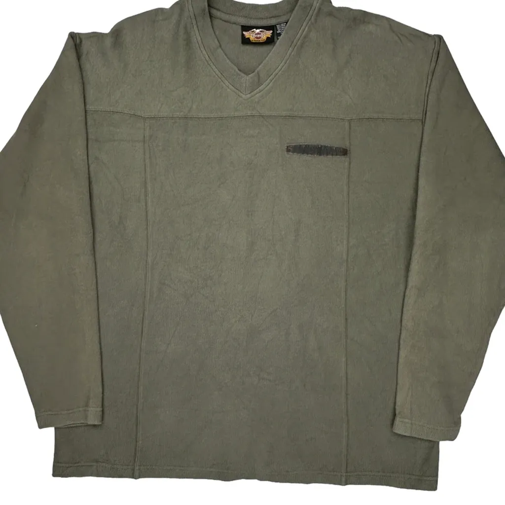 Harley Davidson Long Sleeve T-Shirt - Large Green Cotton - Image 4