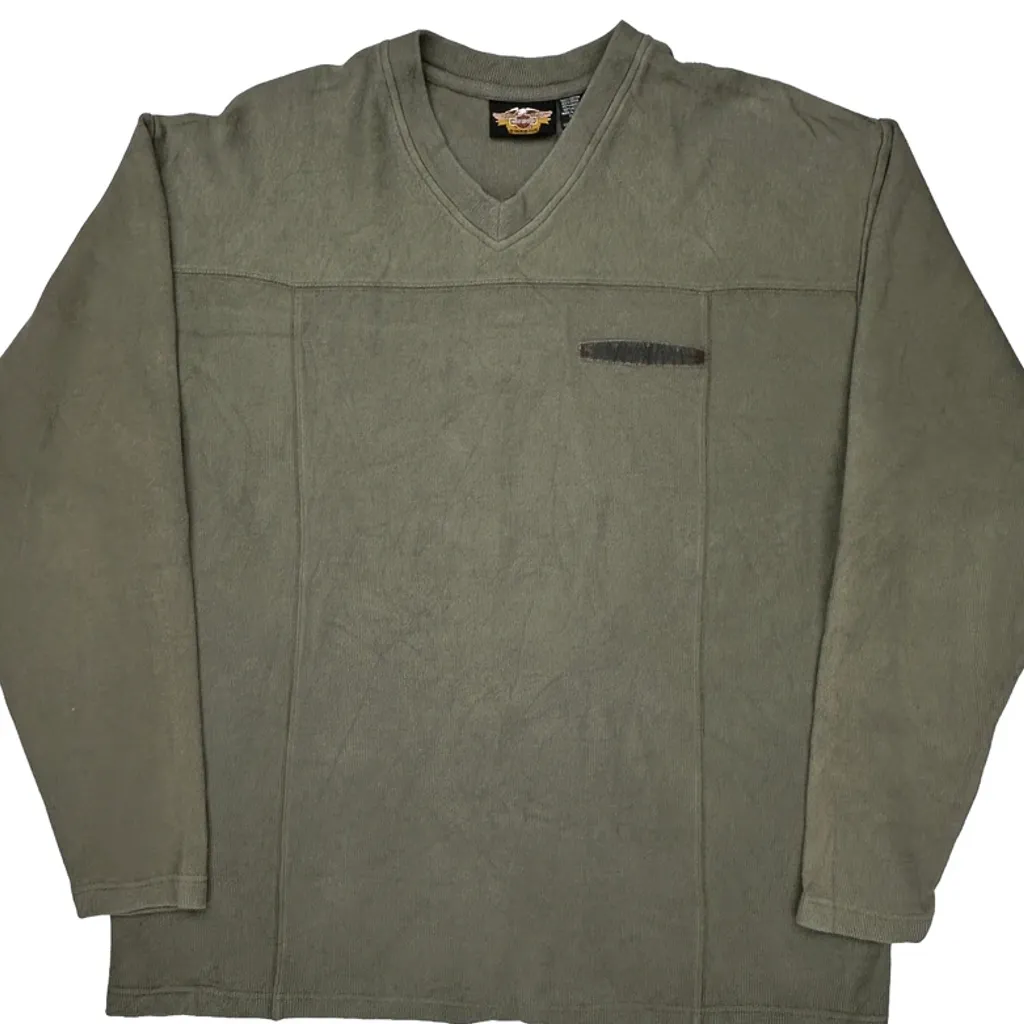 Harley Davidson Long Sleeve T-Shirt - Large Green Cotton - Image 5