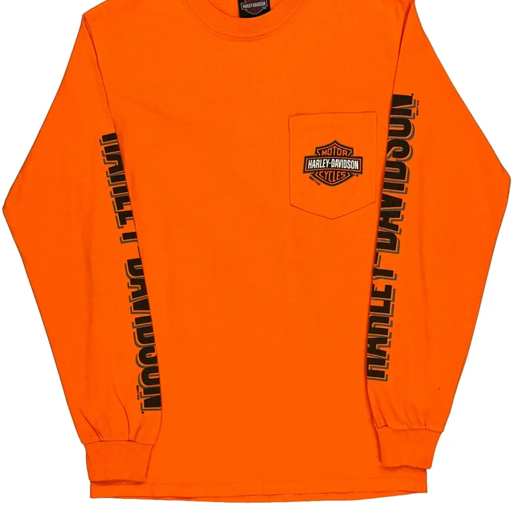 Harley Davidson Long Sleeve T-Shirt - XS Orange Cotton - Image 4