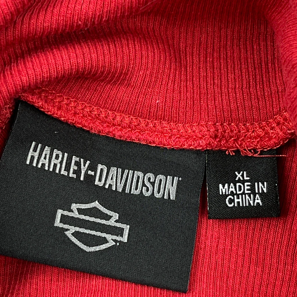 Harley Davidson Spellout Long Sleeve T-Shirt - XL Red Cotton - Image 3