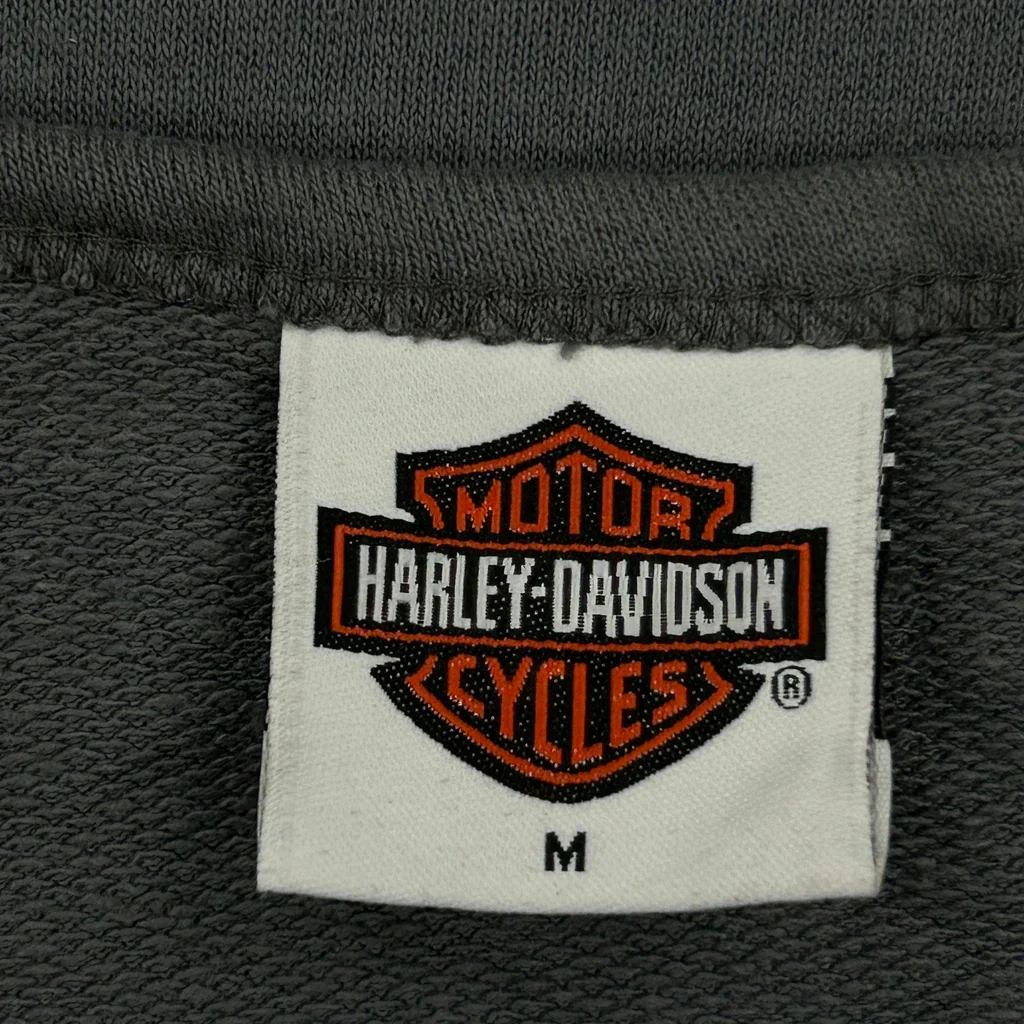 Harley Davidson Graphic Long Sleeve T-Shirt - Medium Grey Cotton - Image 3