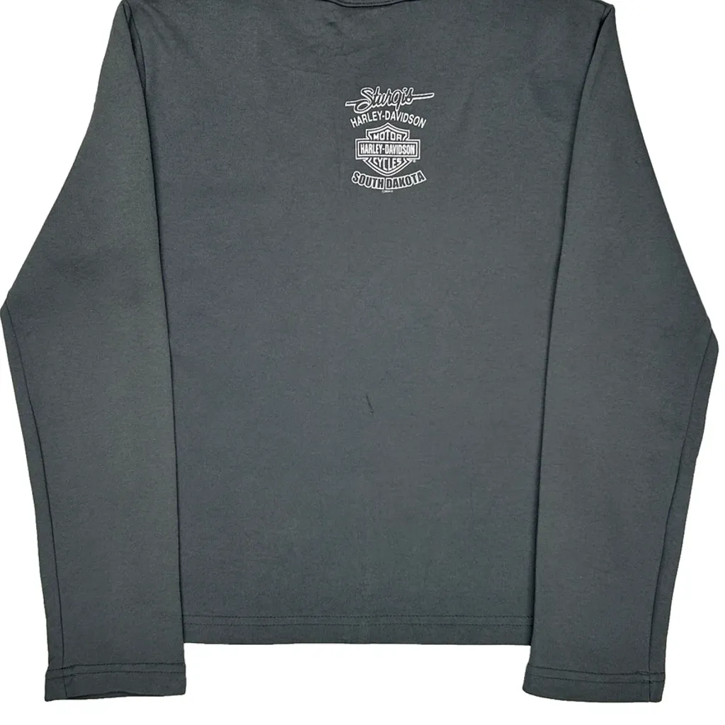 Harley Davidson Graphic Long Sleeve T-Shirt - Medium Grey Cotton - Image 7