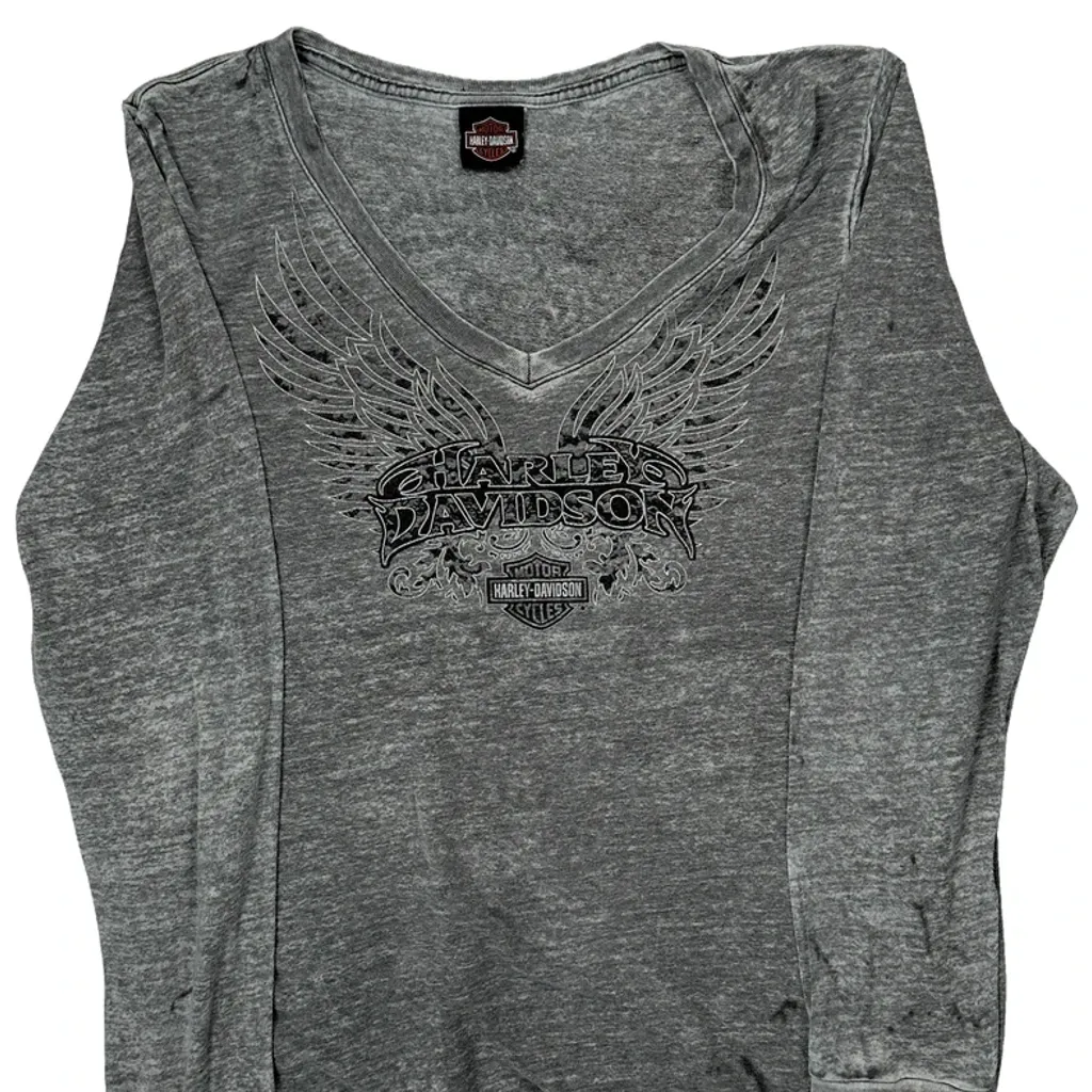 Harley Davidson Long Sleeve T-Shirt - XL Grey Cotton - Image 5