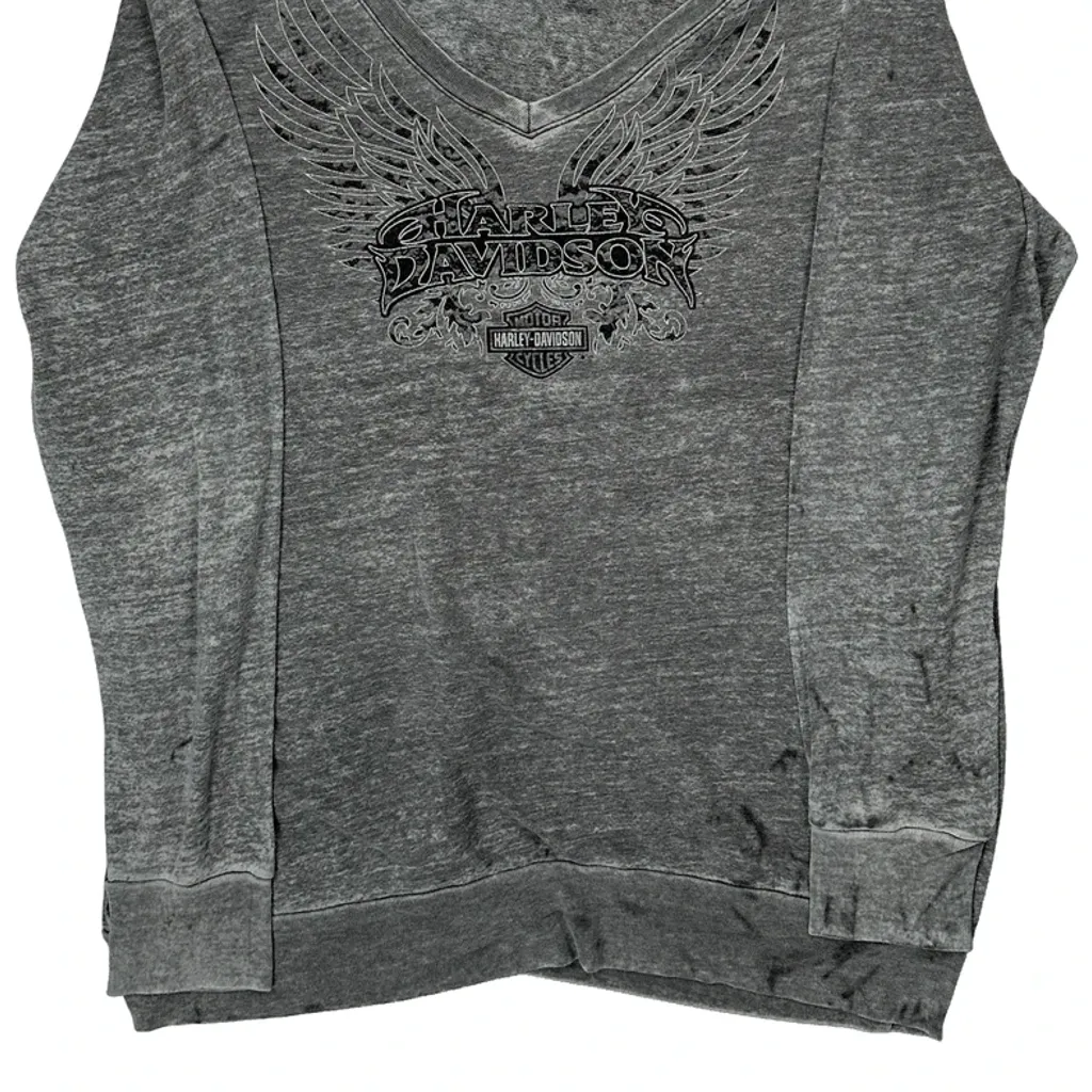 Harley Davidson Long Sleeve T-Shirt - XL Grey Cotton - Image 6