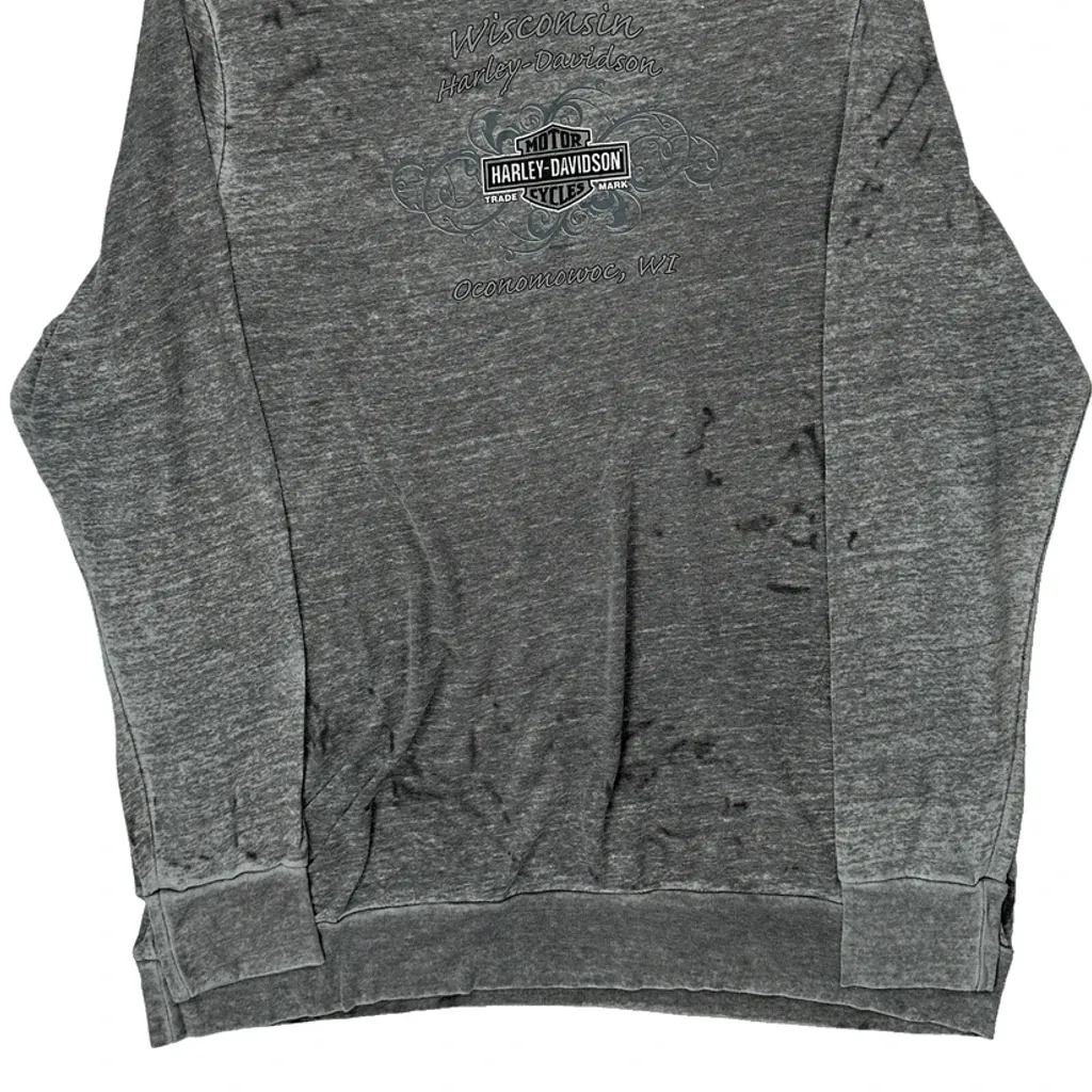 Harley Davidson Long Sleeve T-Shirt - XL Grey Cotton - Image 7