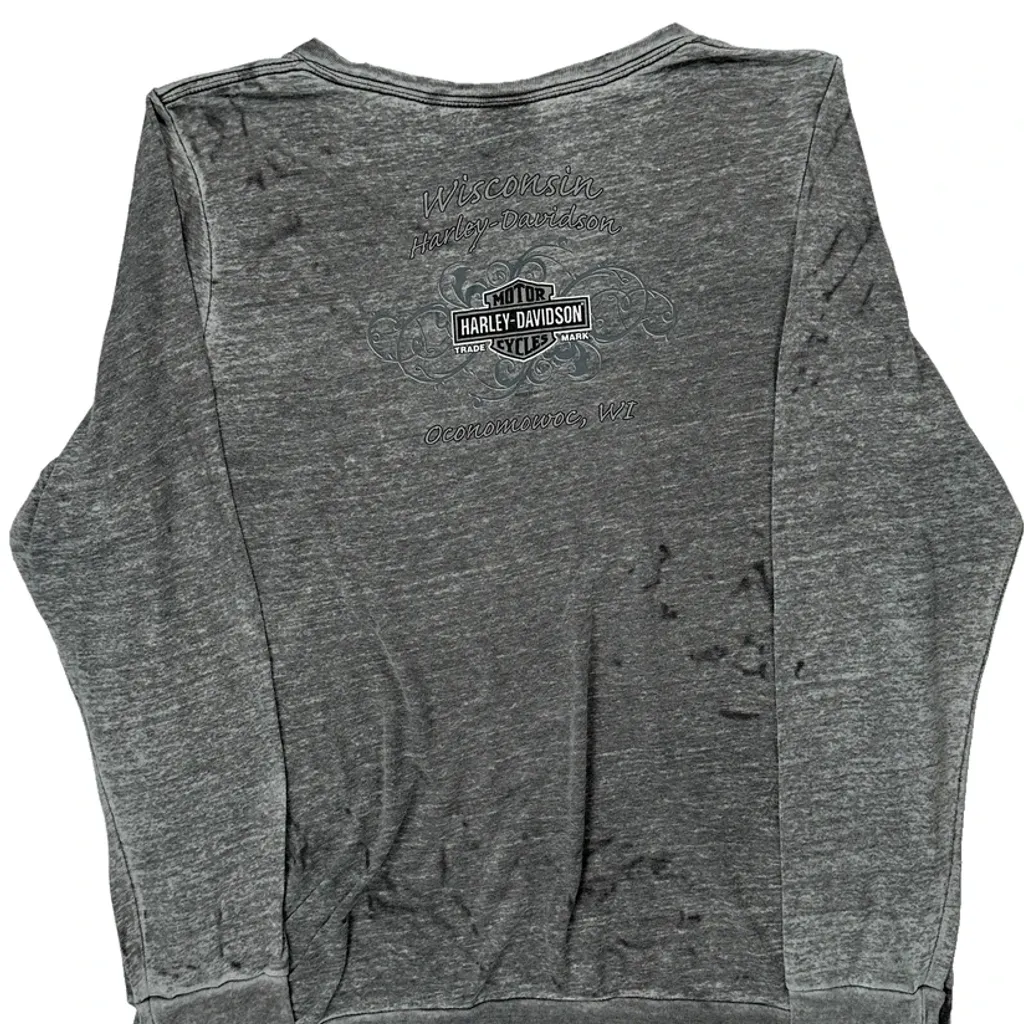 Harley Davidson Long Sleeve T-Shirt - XL Grey Cotton - Image 8