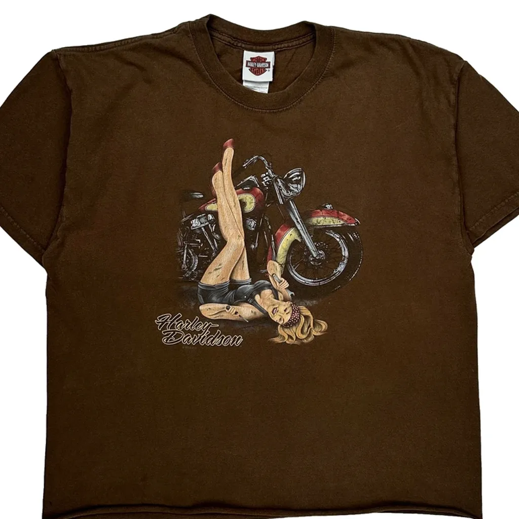 Harley-Davidson Of Bloomington Indiana Harley Davidson Graphic T-Shirt - XL Brown Cotton - Image 4