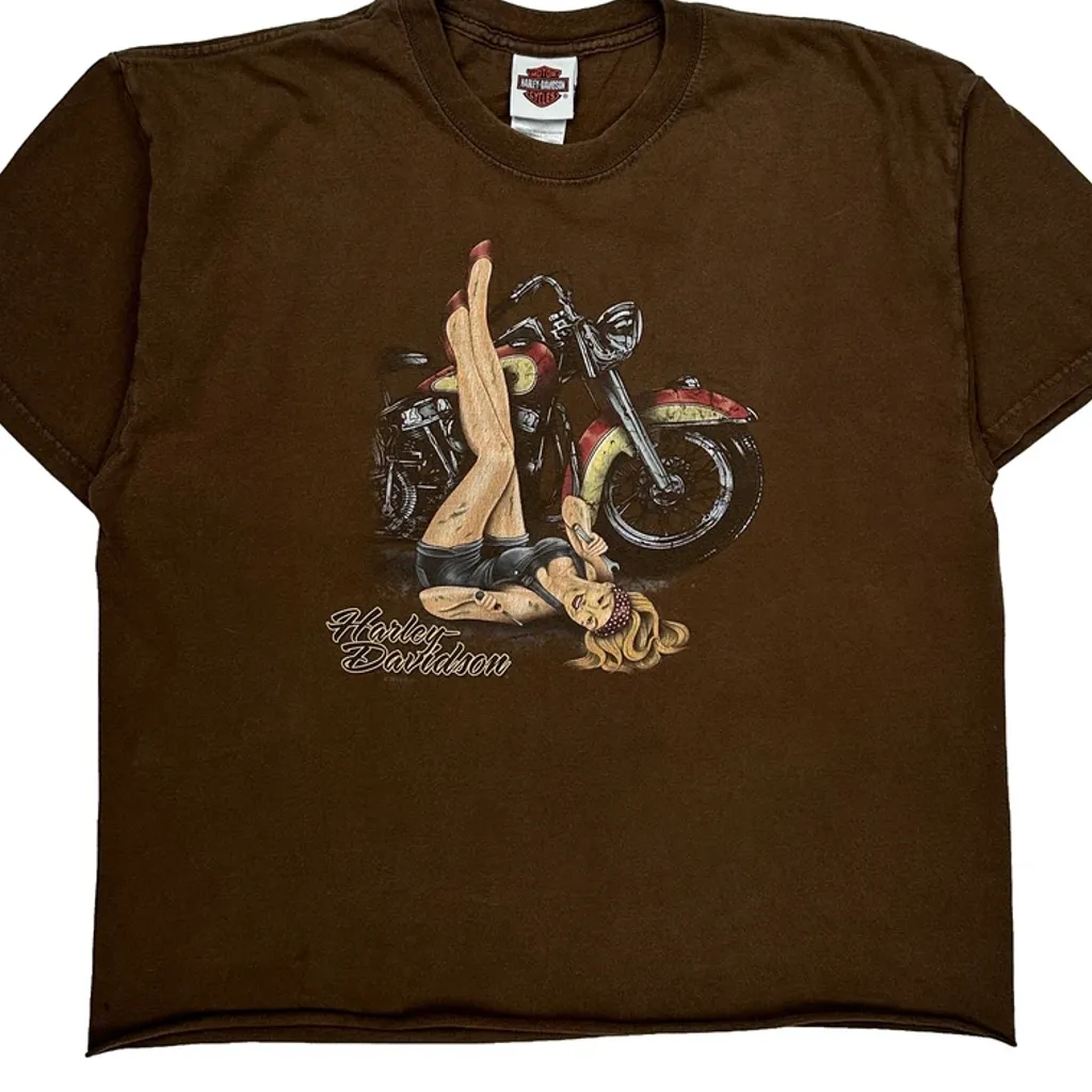 Harley-Davidson Of Bloomington Indiana Harley Davidson Graphic T-Shirt - XL Brown Cotton - Image 5