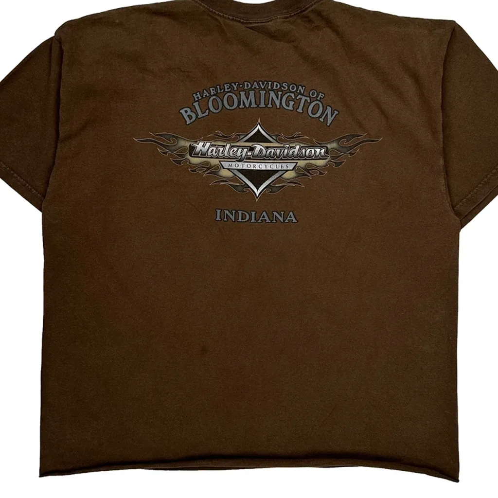 Harley-Davidson Of Bloomington Indiana Harley Davidson Graphic T-Shirt - XL Brown Cotton - Image 7