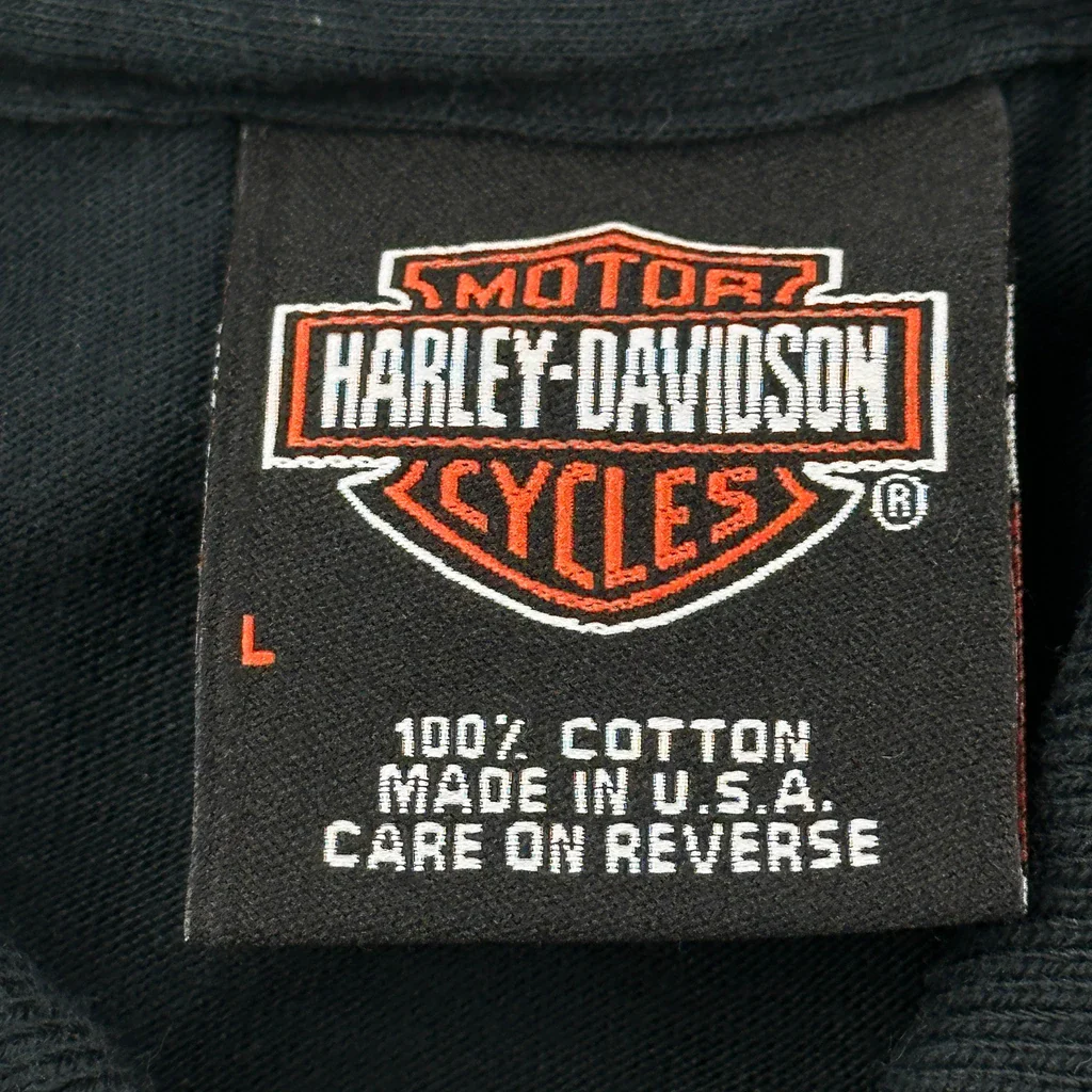 Harley Davidson Polo Shirt - Large Black Cotton - Image 3