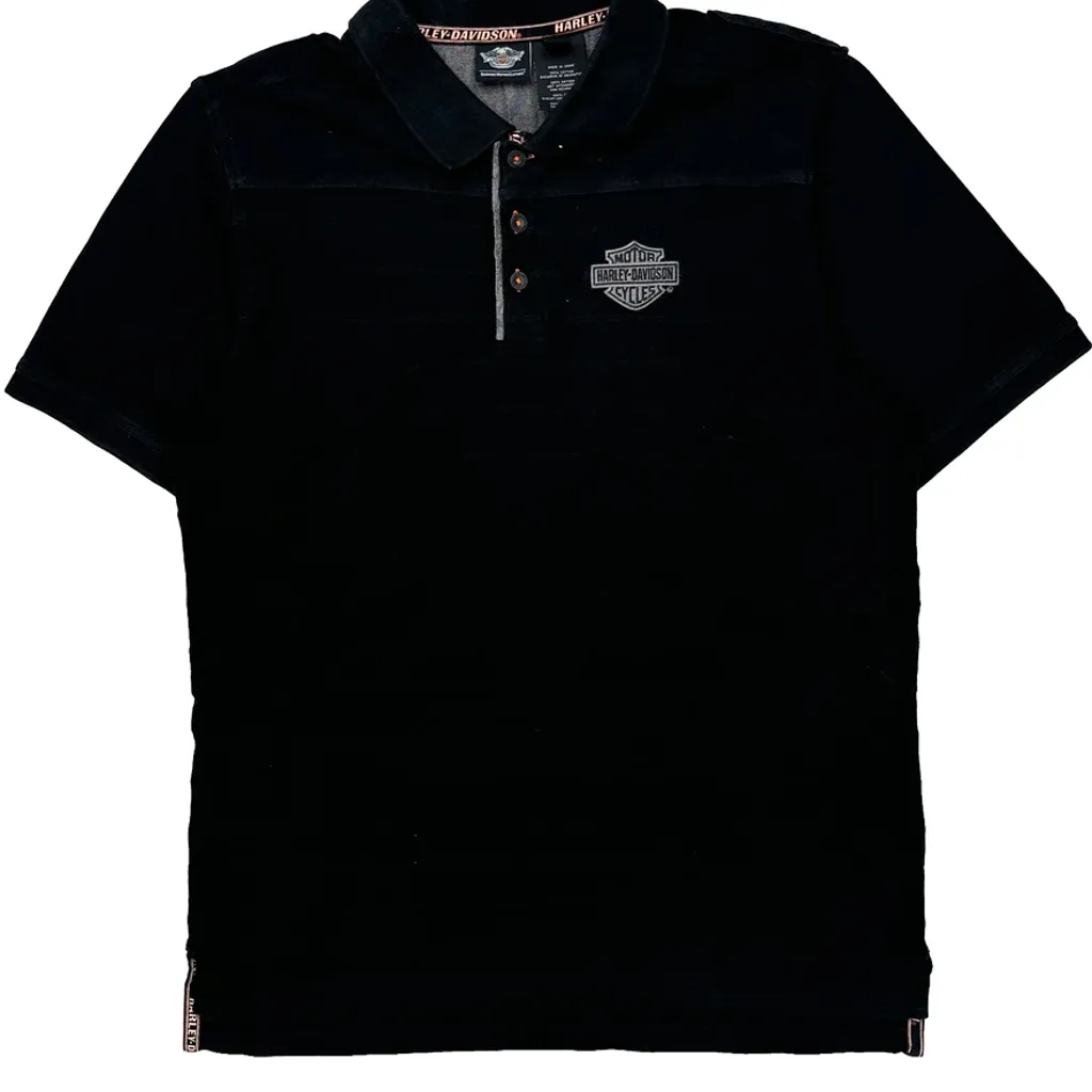 Harley Davidson Polo Shirt - XL Black Cotton - Image 4