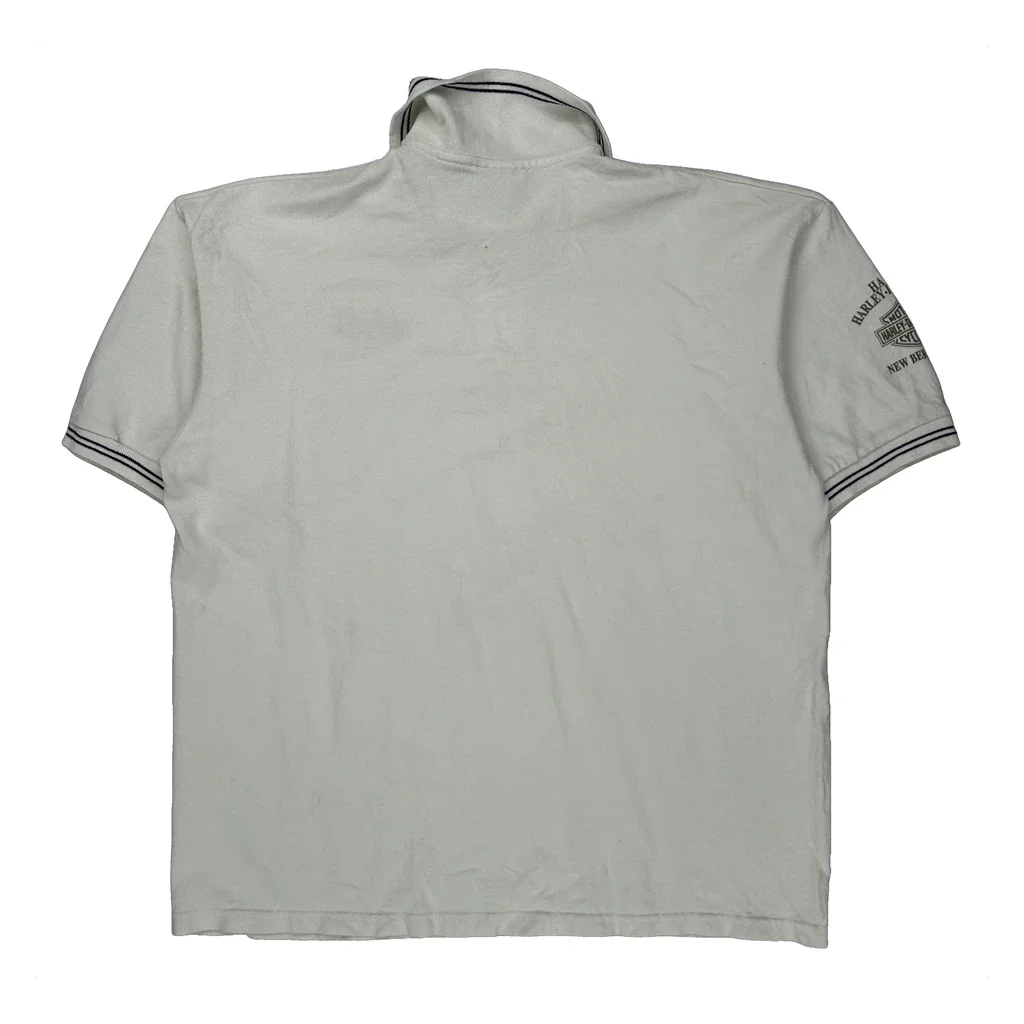 Harley Davidson Polo Shirt - Large White Cotton - Image 2