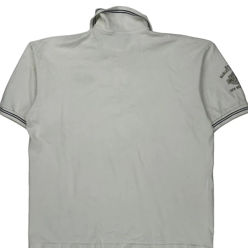Harley Davidson Polo Shirt - Large White Cotton - Image 7