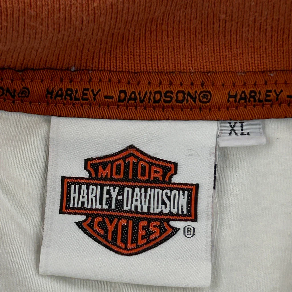 Harley Davidson Graphic Polo Shirt - XL White Cotton - Image 3