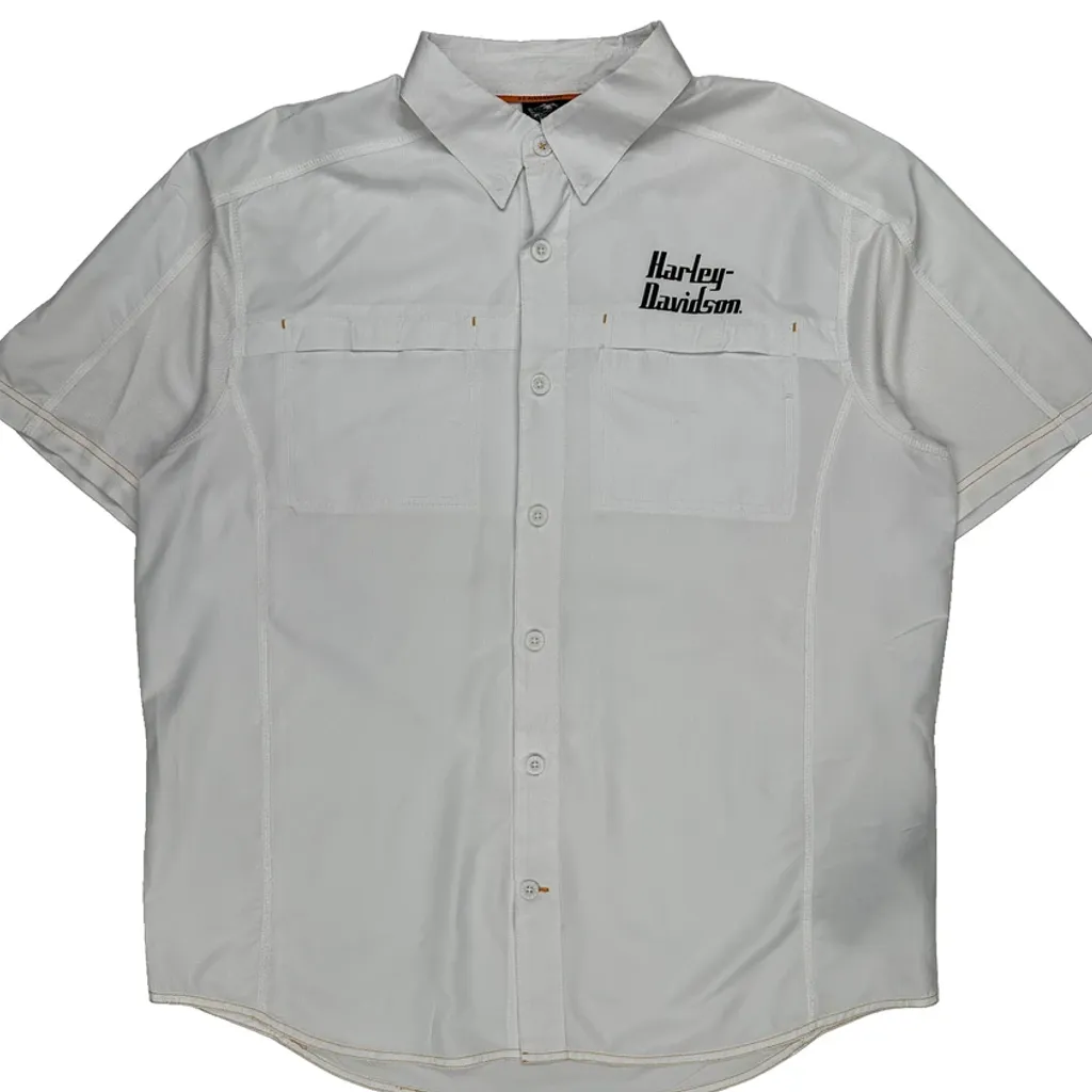 Harley Davidson Short Sleeve Shirt - XL White Polyester - Image 5