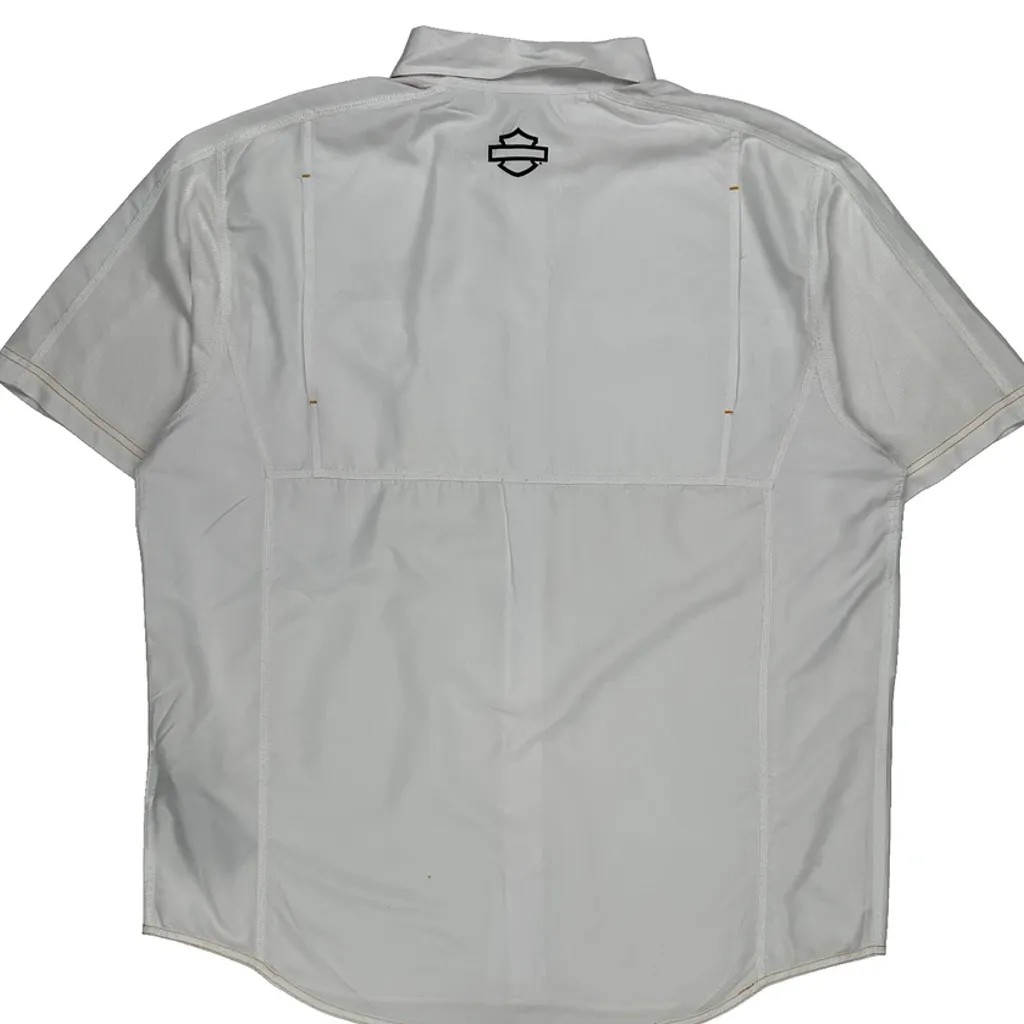 Harley Davidson Short Sleeve Shirt - XL White Polyester - Image 6