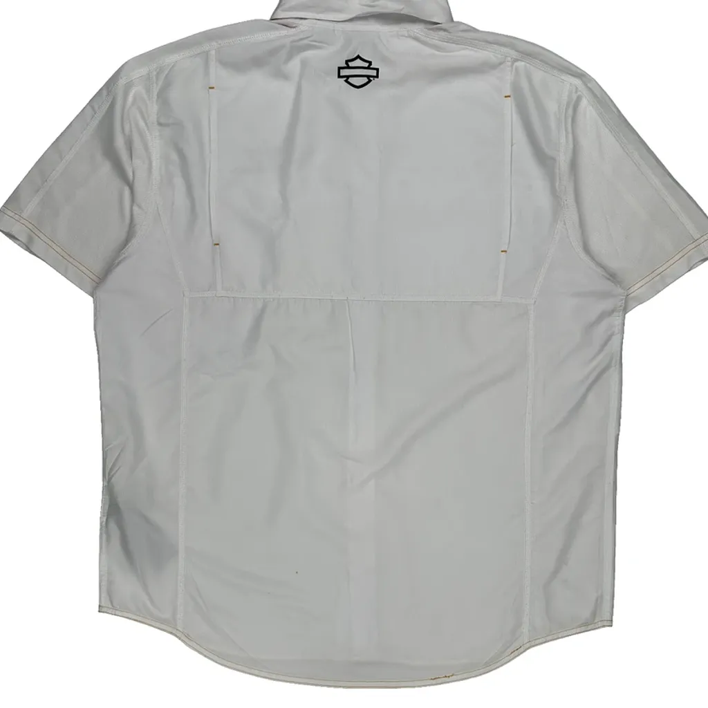 Harley Davidson Short Sleeve Shirt - XL White Polyester - Image 7