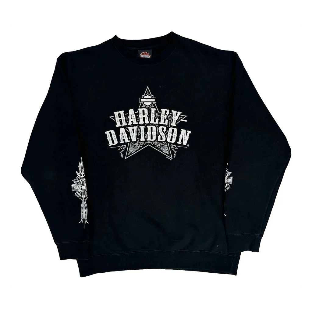 Harley Davidson Graphic Sweatshirt - Medium Black Cotton