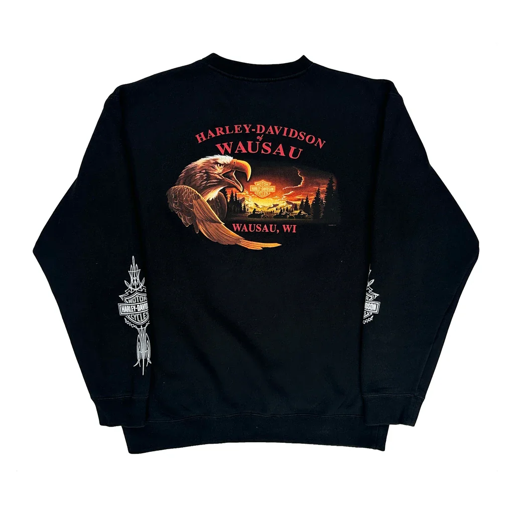 Harley Davidson Graphic Sweatshirt - Medium Black Cotton - Image 2