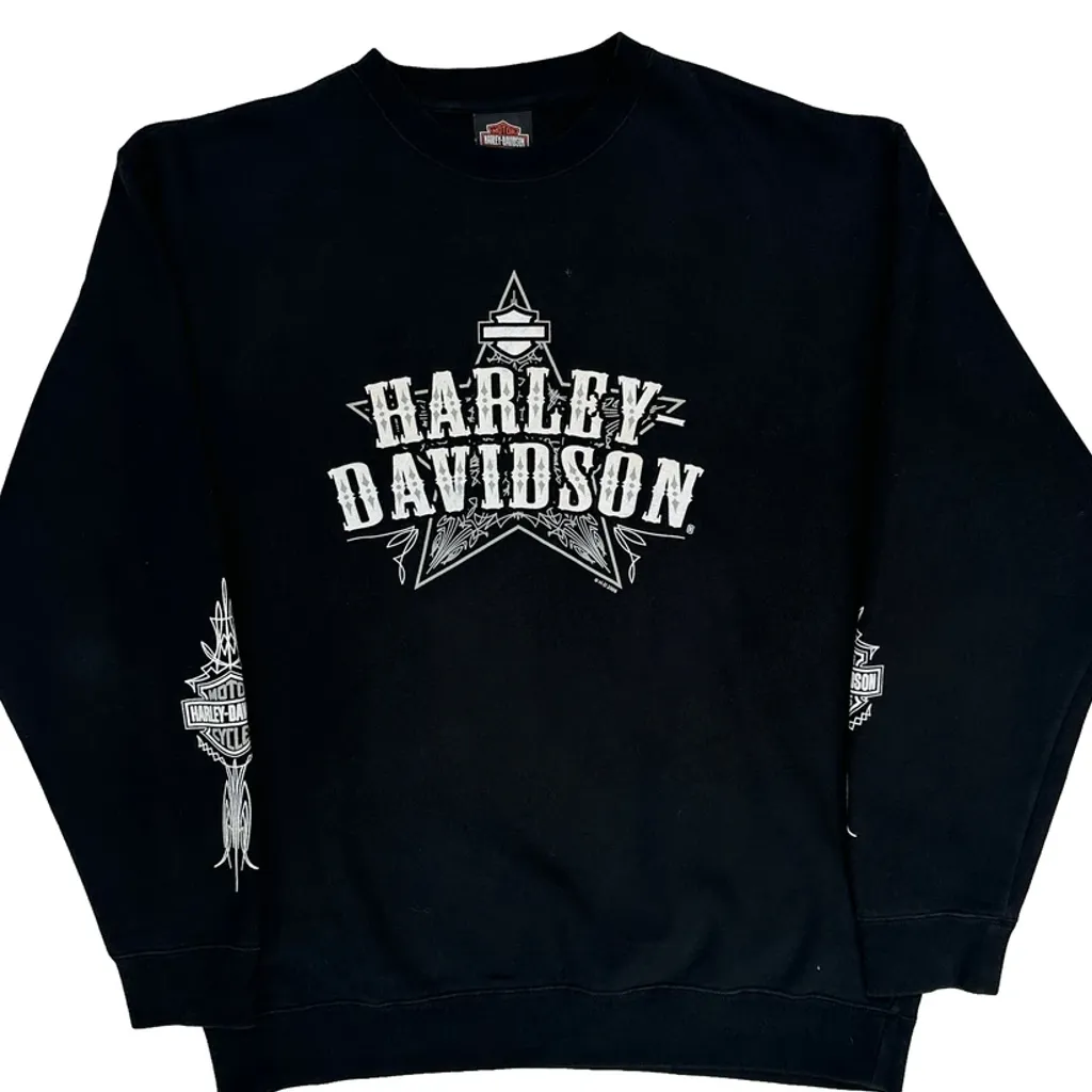 Harley Davidson Graphic Sweatshirt - Medium Black Cotton - Image 4