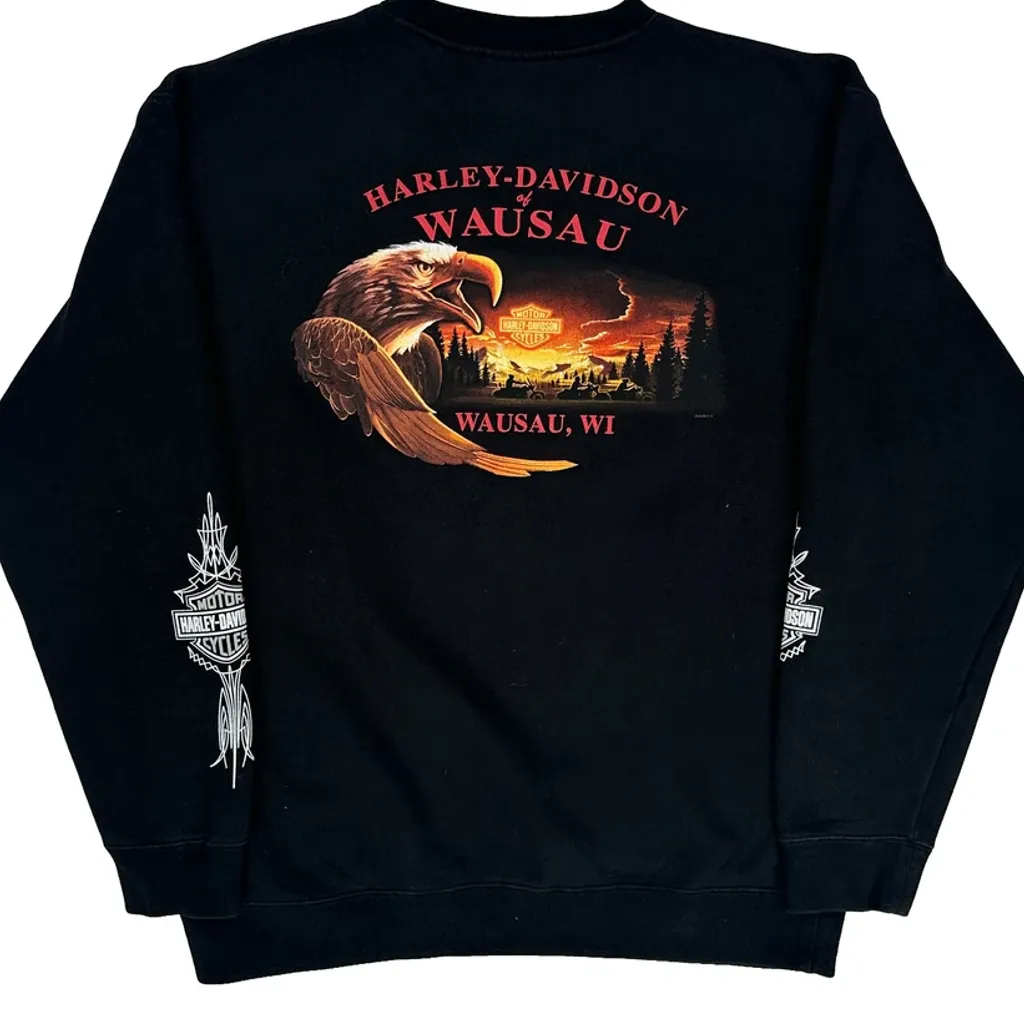 Harley Davidson Graphic Sweatshirt - Medium Black Cotton - Image 6