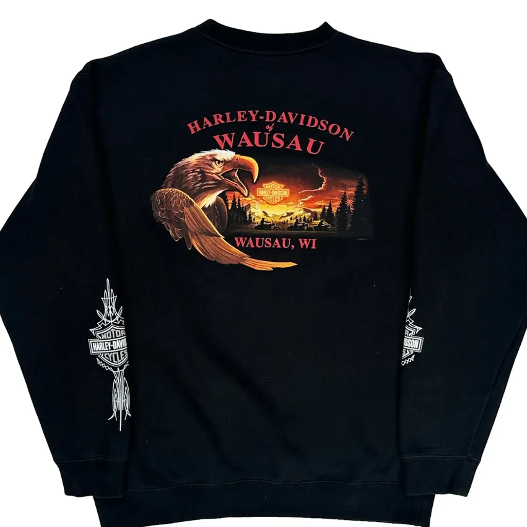 Harley Davidson Graphic Sweatshirt - Medium Black Cotton - Image 7