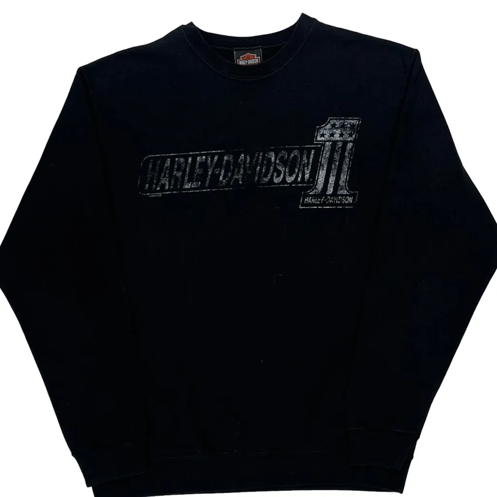 Harley Davidson Graphic Sweatshirt - Medium Black Cotton - Image 4