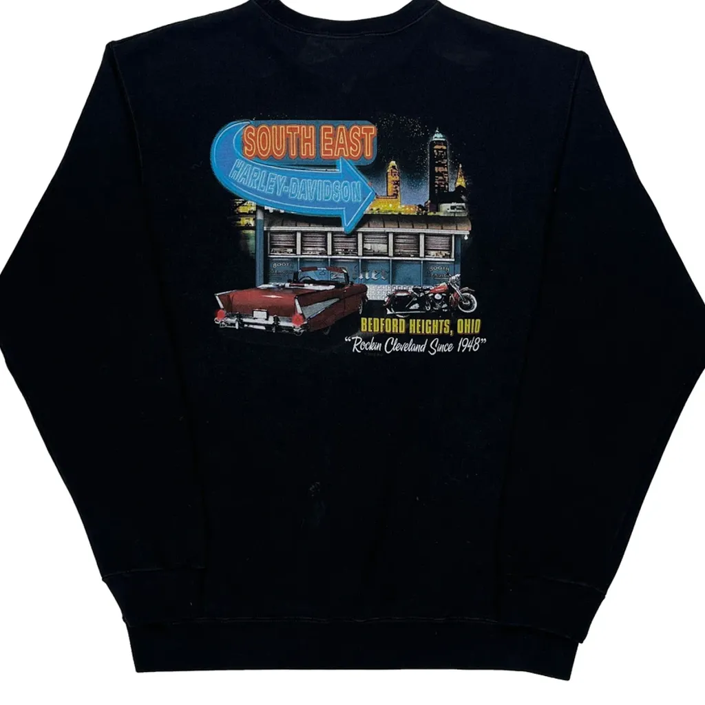 Harley Davidson Graphic Sweatshirt - Medium Black Cotton - Image 6