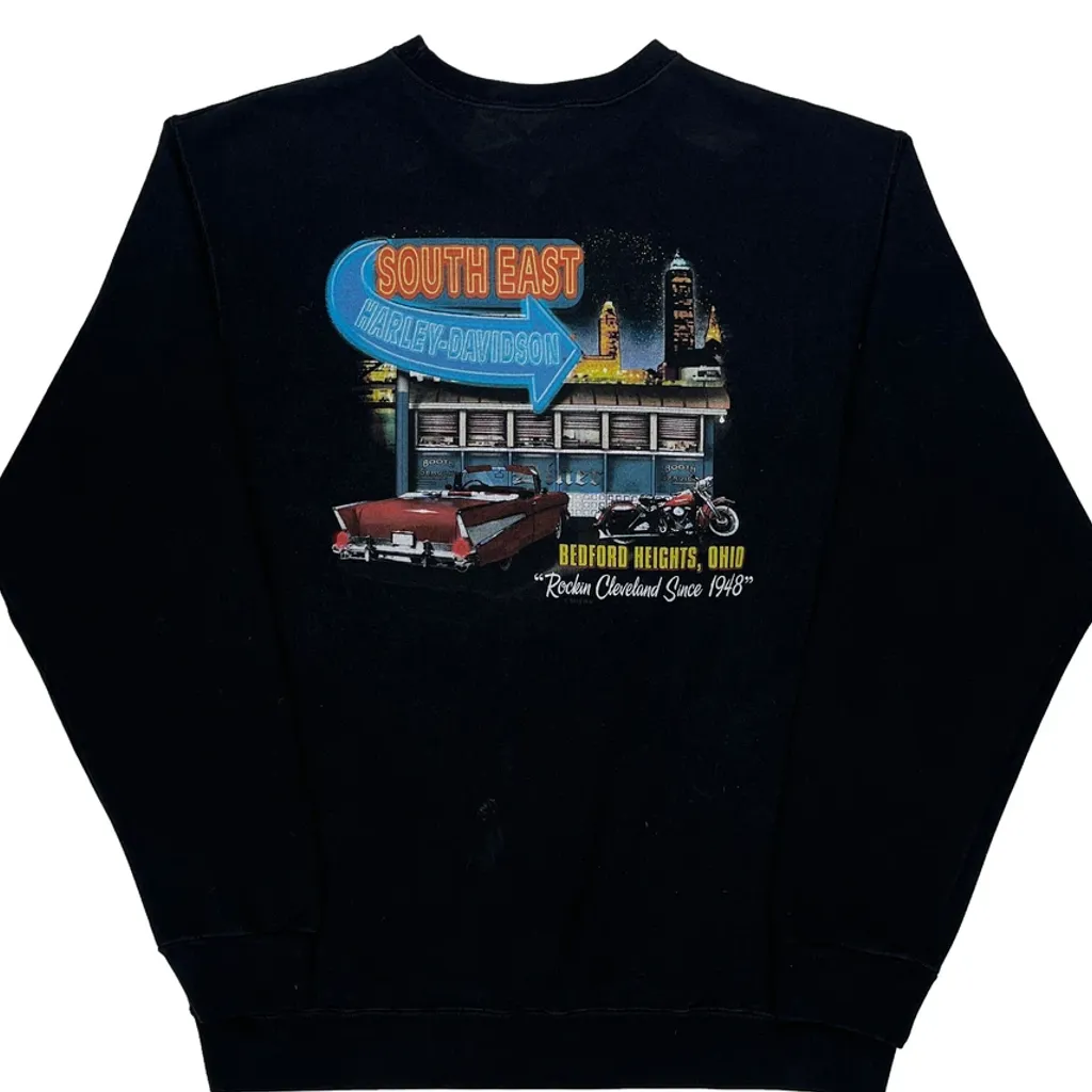 Harley Davidson Graphic Sweatshirt - Medium Black Cotton - Image 7