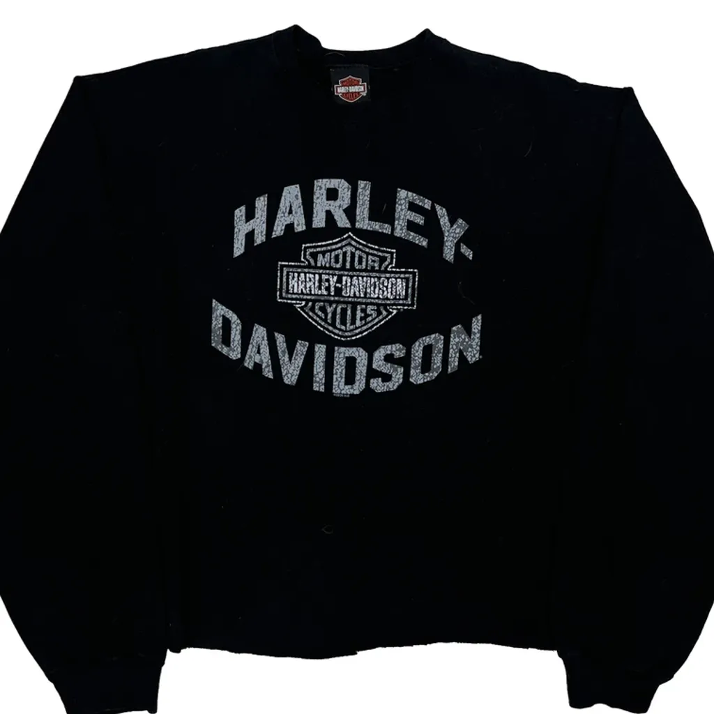 Harley Davidson Cropped Sweatshirt - 2XL Black Cotton - Image 4