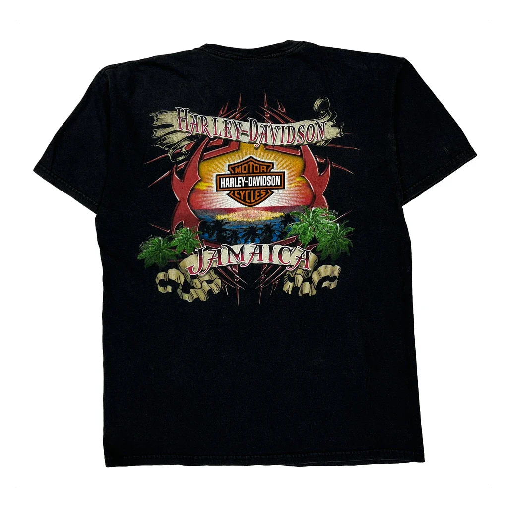 Harley Davidson Graphic T-Shirt - Large Black Cotton - Image 2