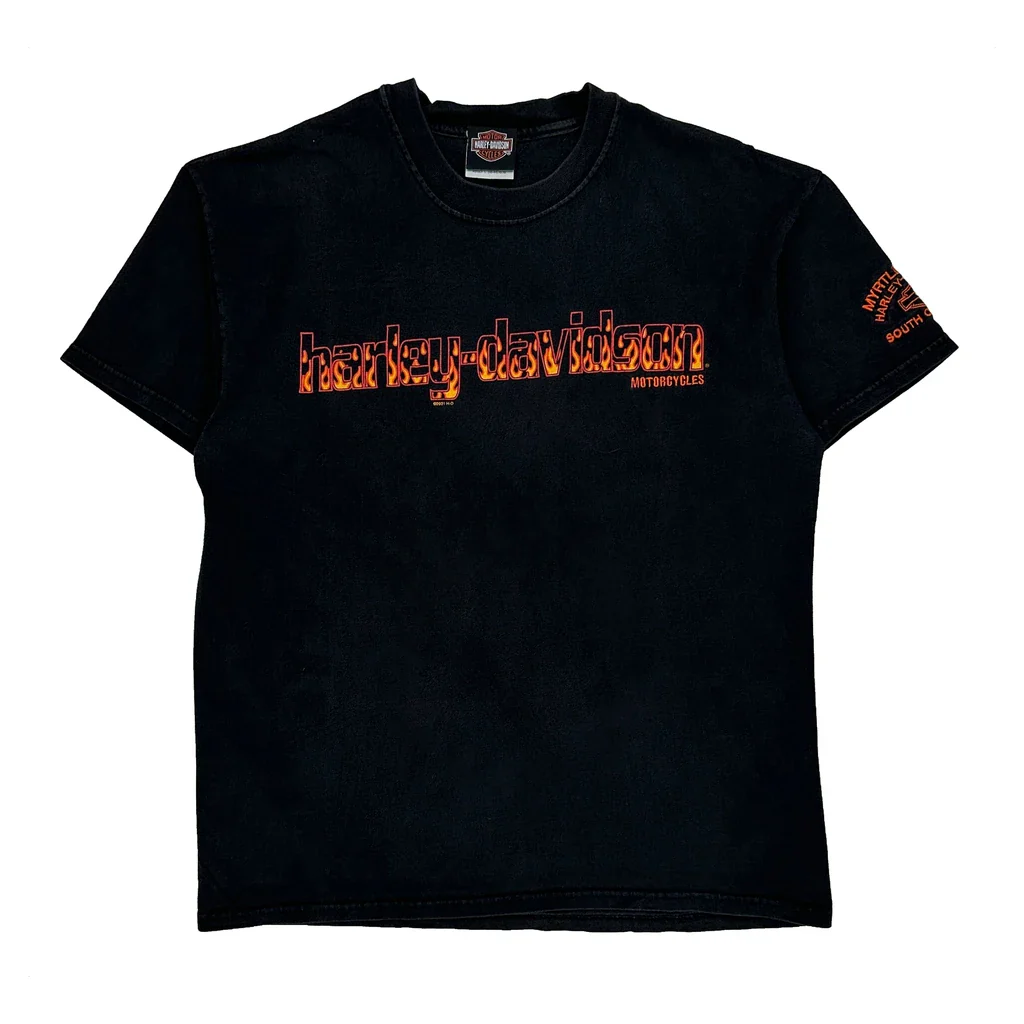 Harley Davidson Spellout T-Shirt - Large Black Cotton